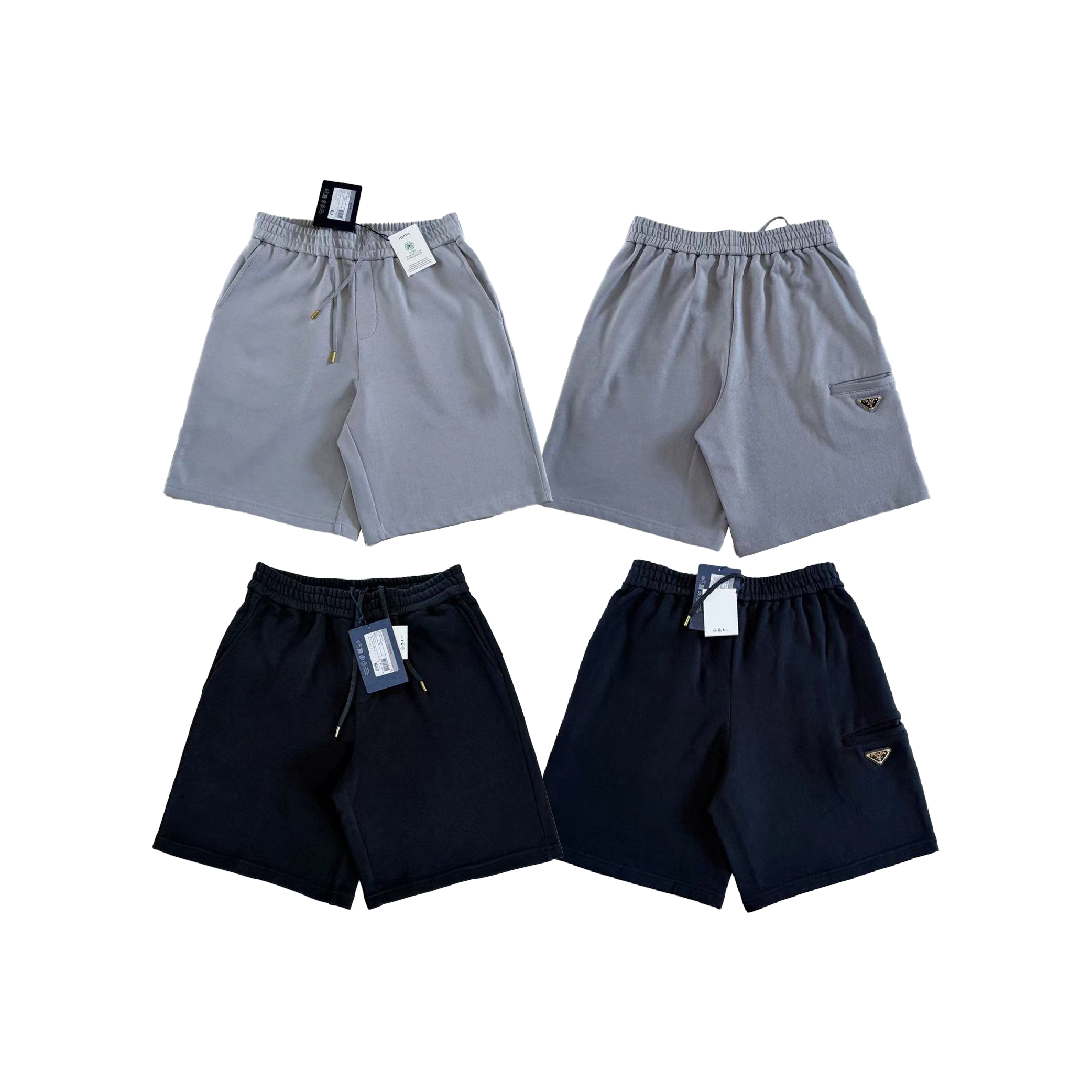 Prada Triangle Gold Metal Logo Bermudas Shorts-01