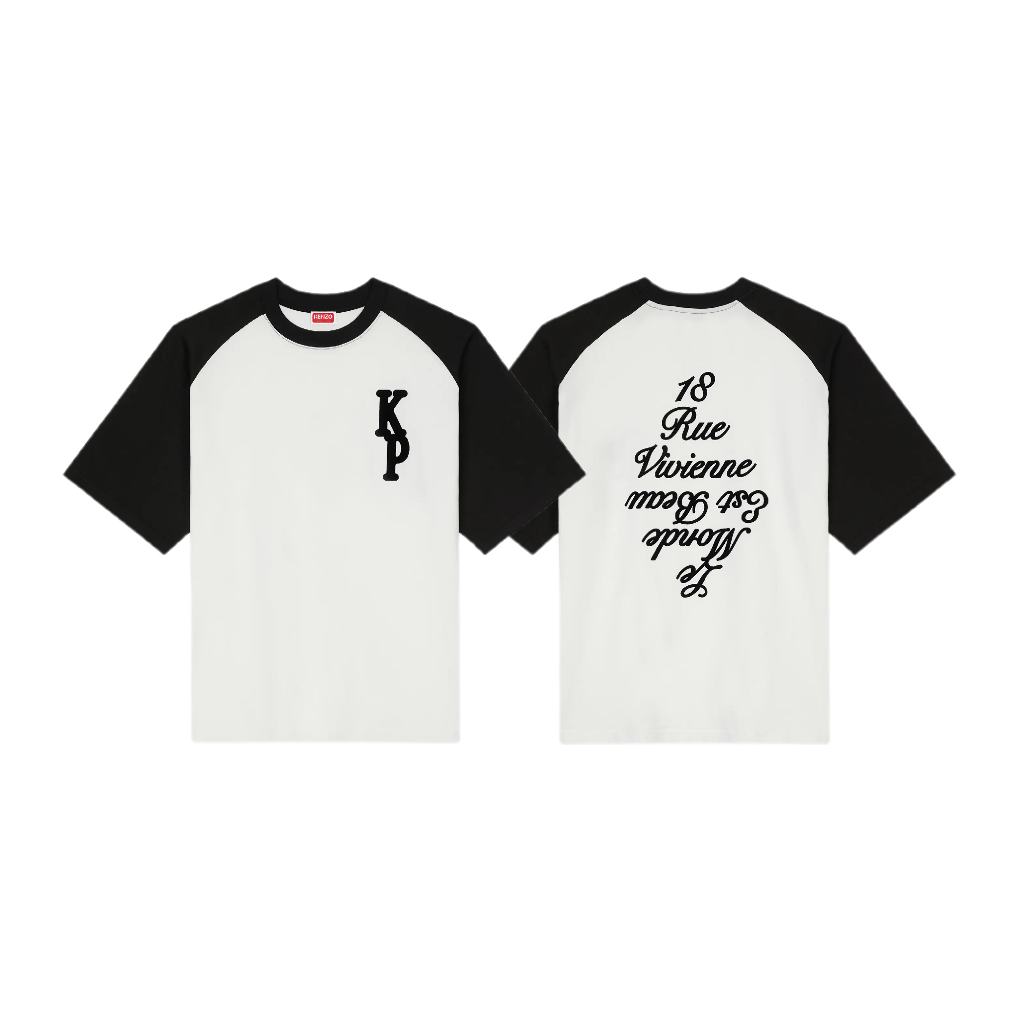 Kenzo Varsity Contrast 18 Rue Vivenne Flocked Logo Tee-03