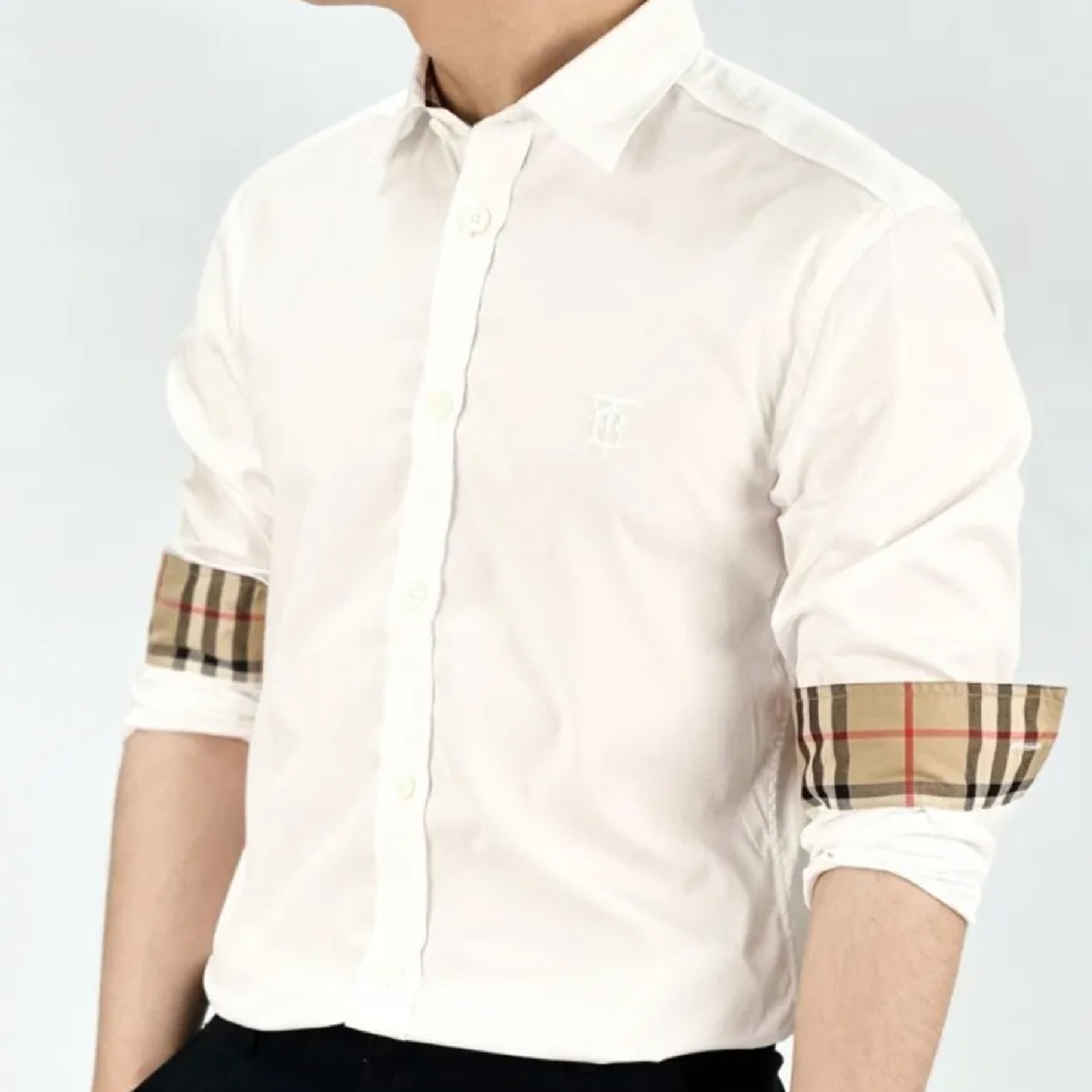 Burberry Monogram Motif Slim-Fit White LS Collar Shir-04