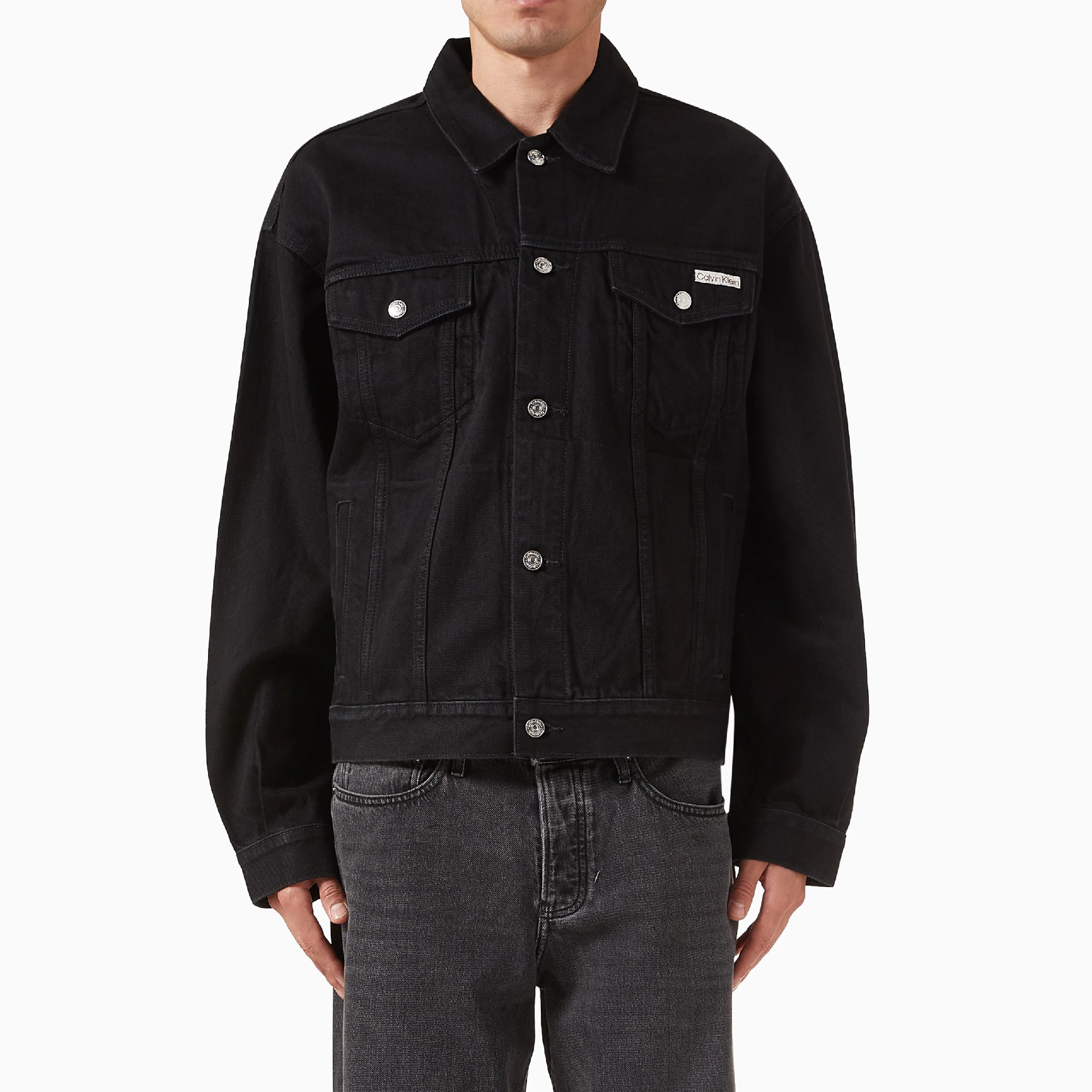 Calvin Klein Classic-Fit Black Denim Trucker Jacket-05