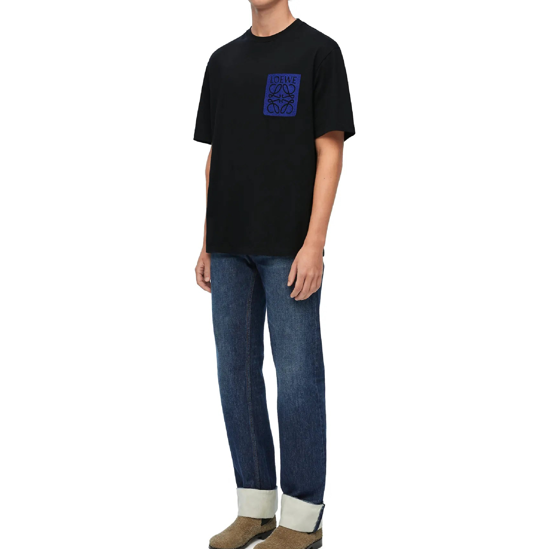 Loewe Anagram Fake Pocket Black Blue T Shirt-05