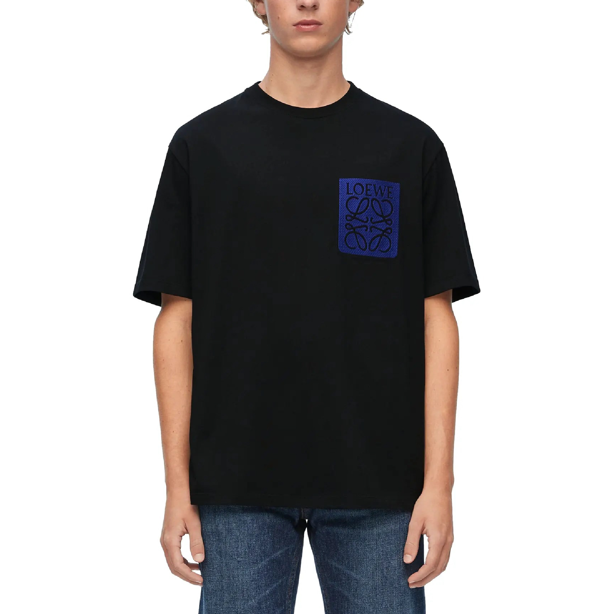 Loewe Anagram Fake Pocket Black Blue T Shirt-03