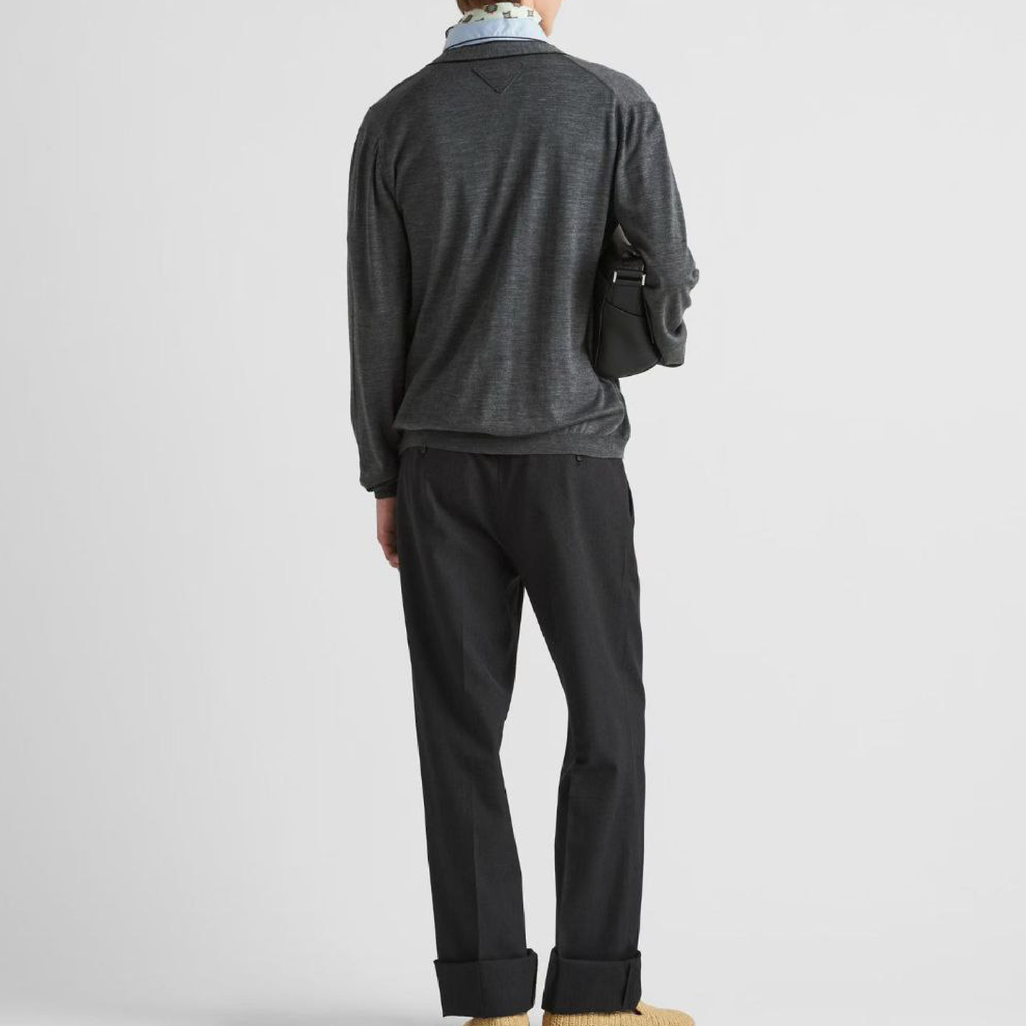 Prada Back Triangle Logo Boxy-Fit Wool-Knitted Cardigan-07
