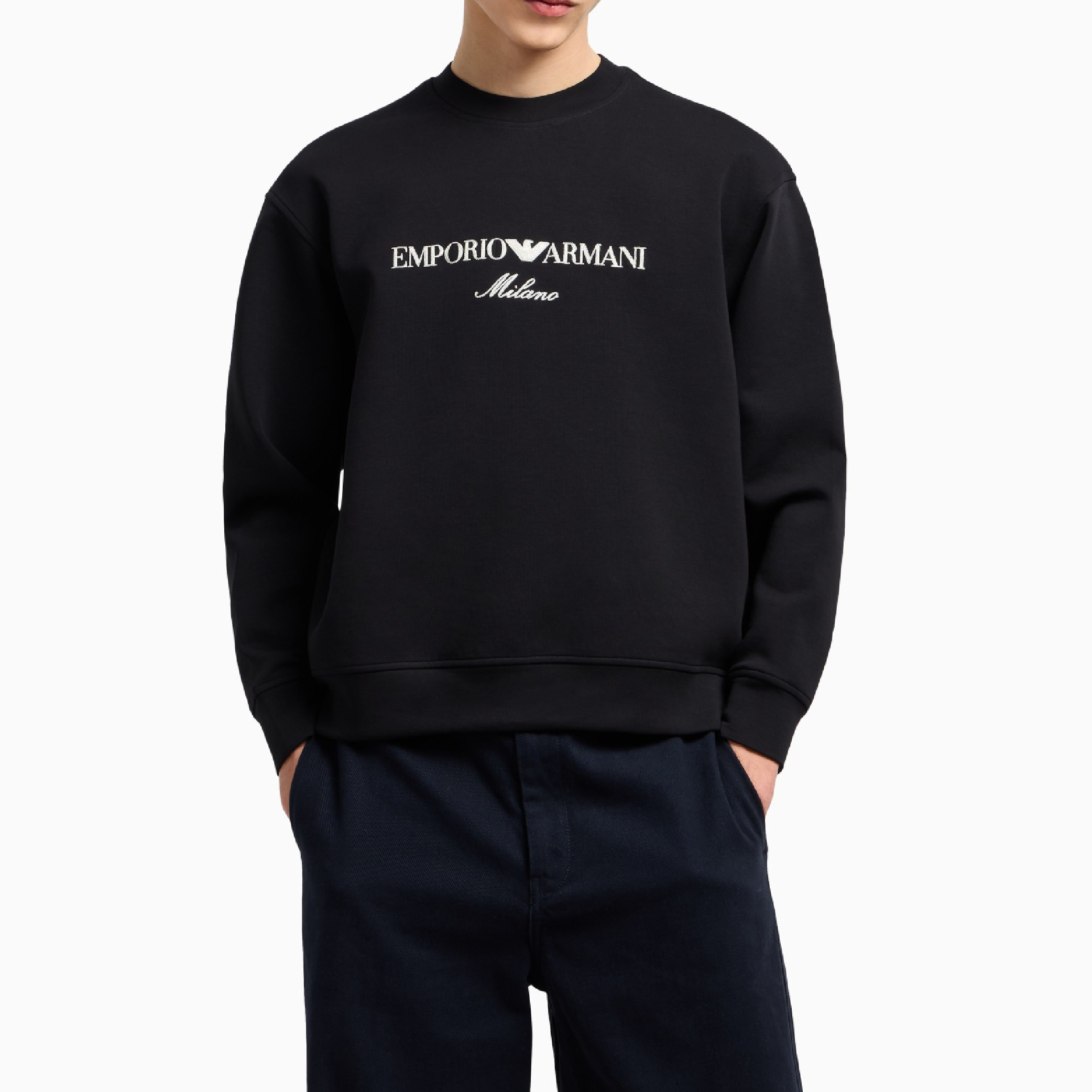 Emporio Armani Milano Embroidered Logo Crewneck Sweatshirt-06