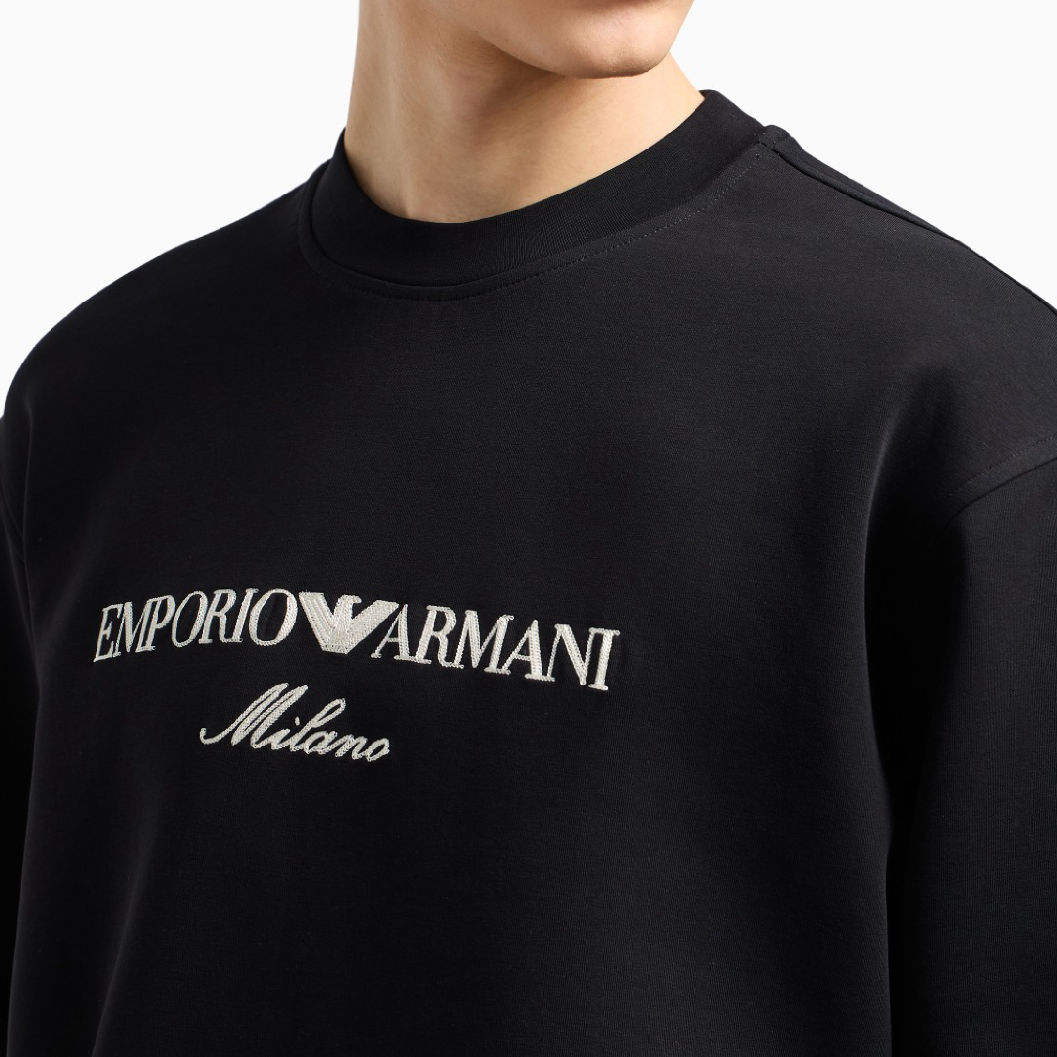 Emporio Armani Milano Embroidered Logo Crewneck Sweatshirt-04
