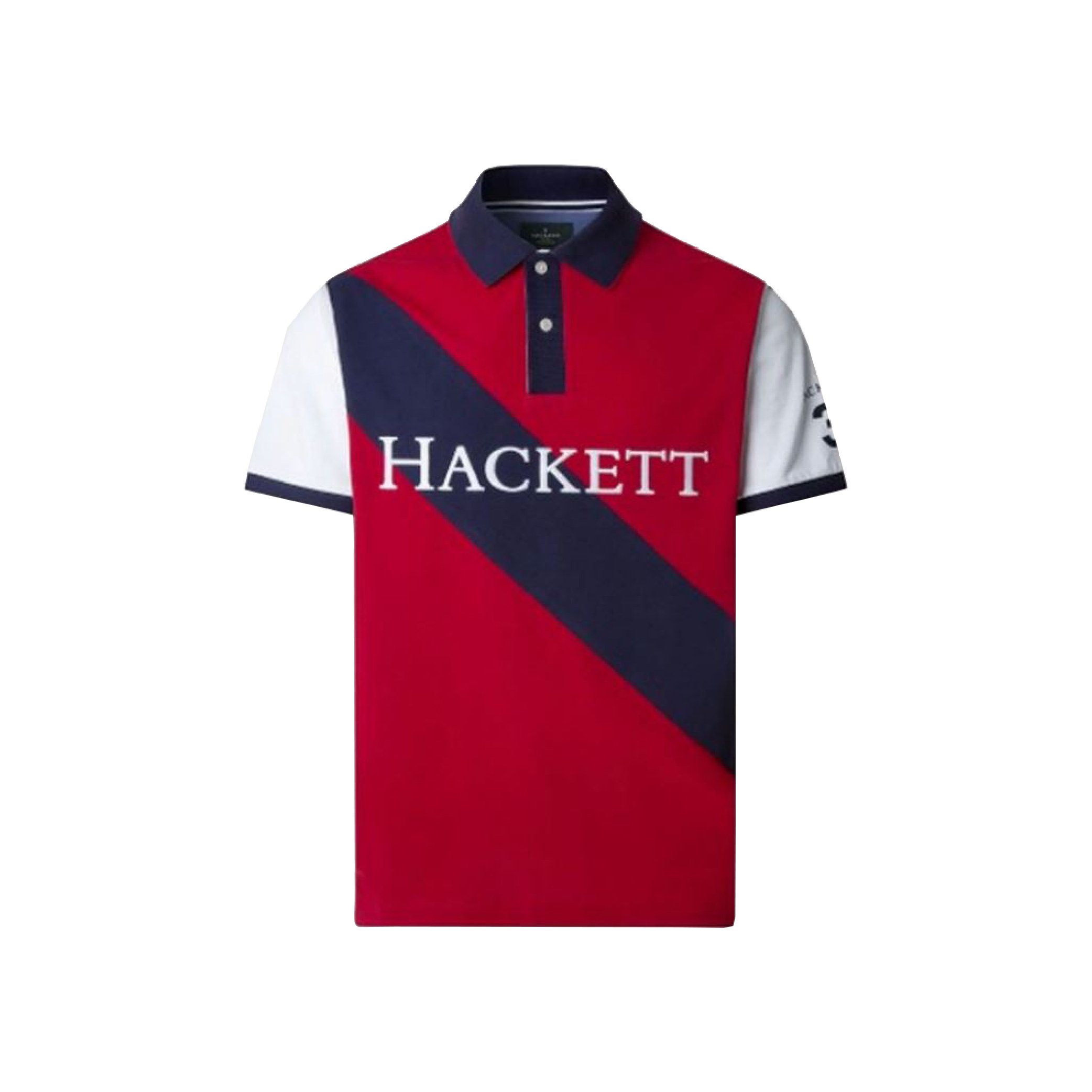 Hackett London Contrast Sleeve Diagonal Red Polo-02