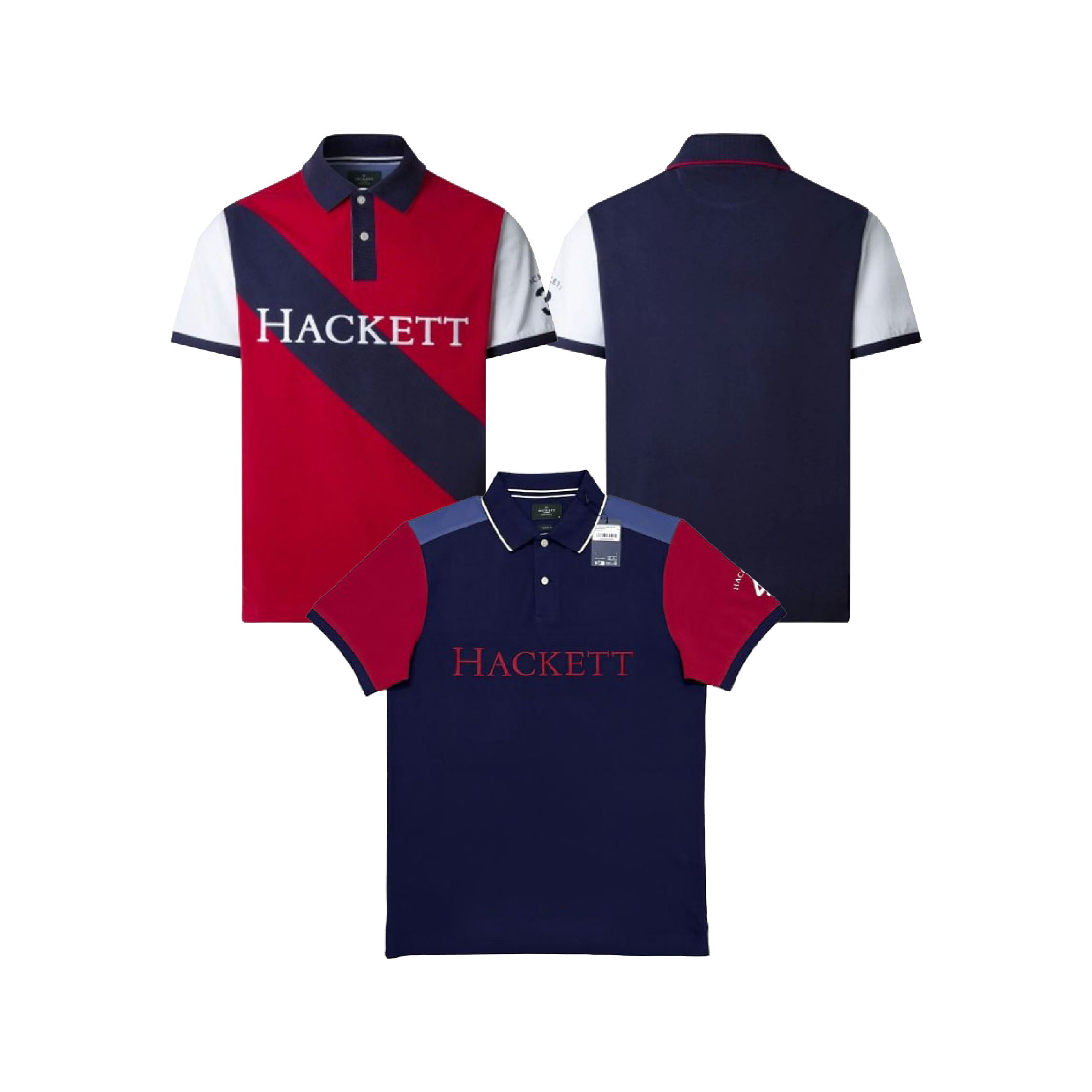 Hackett London Contrast Sleeve Diagonal Red Polo-01