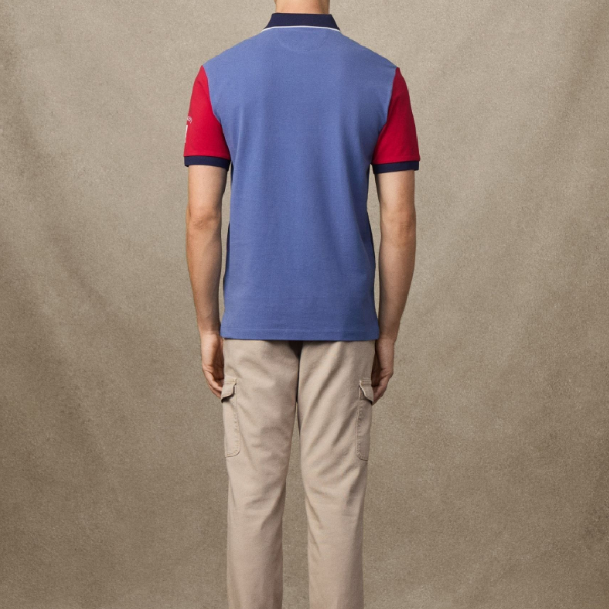 Hackett London Contrast Sleeve Diagonal Red Polo-07