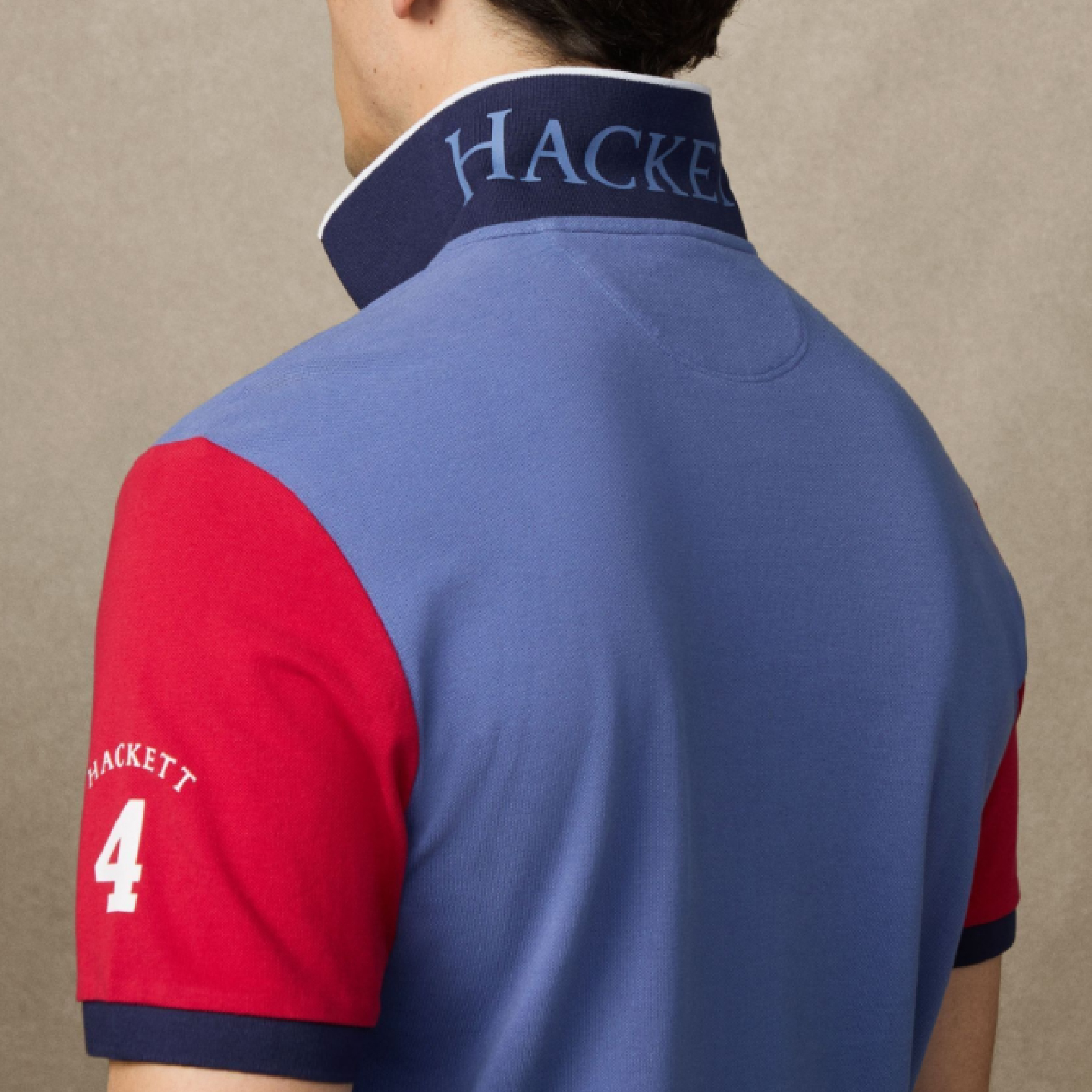 Hackett London Contrast Sleeve Diagonal Red Polo-04