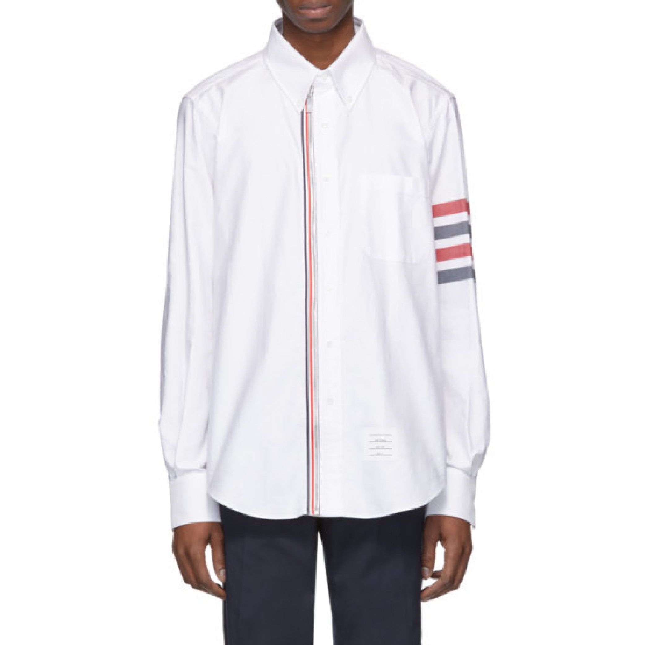 Thom Browne White Zip Front 4-Bar Shirt-03