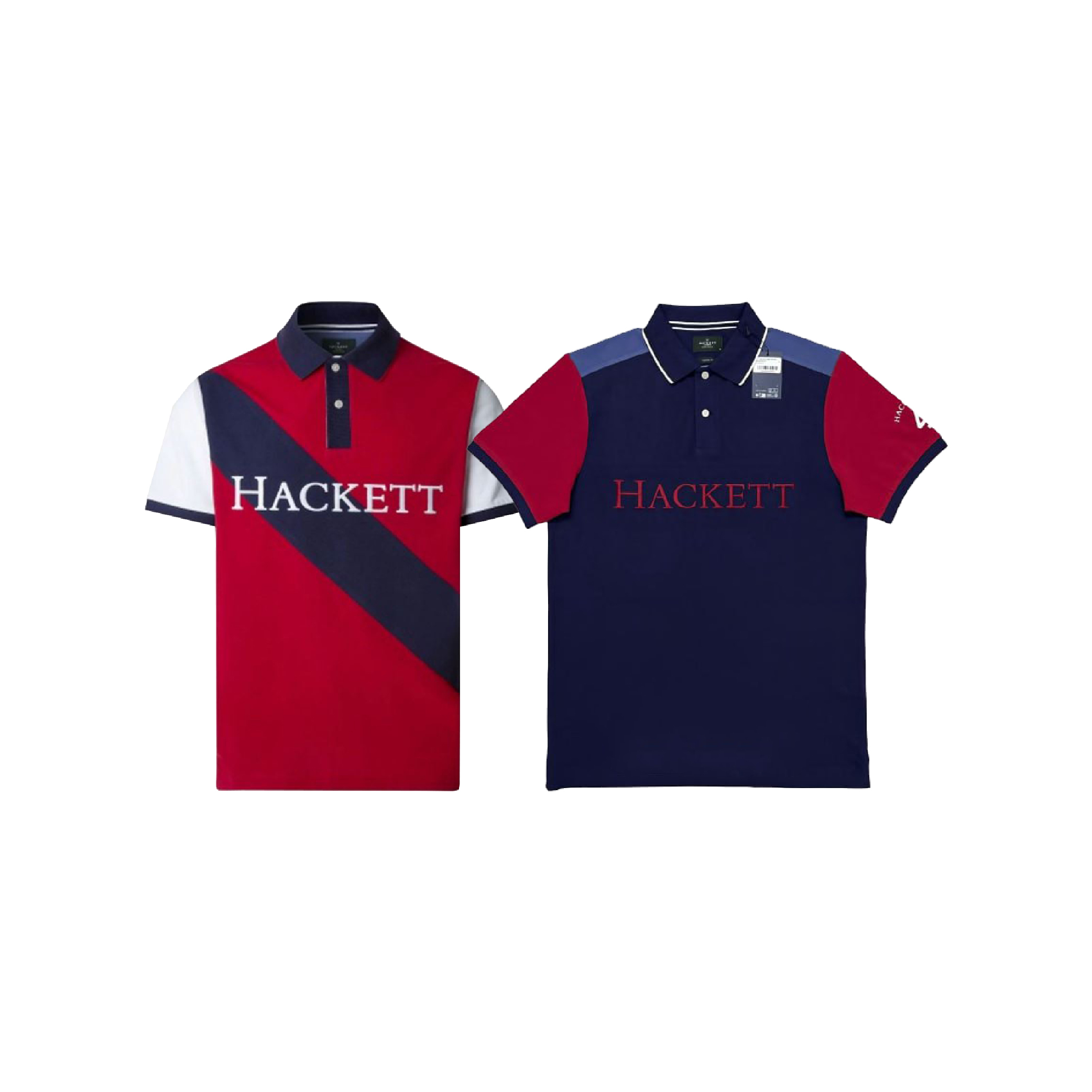 Hackett London Contrast Sleeve Diagonal Red Polo111-01