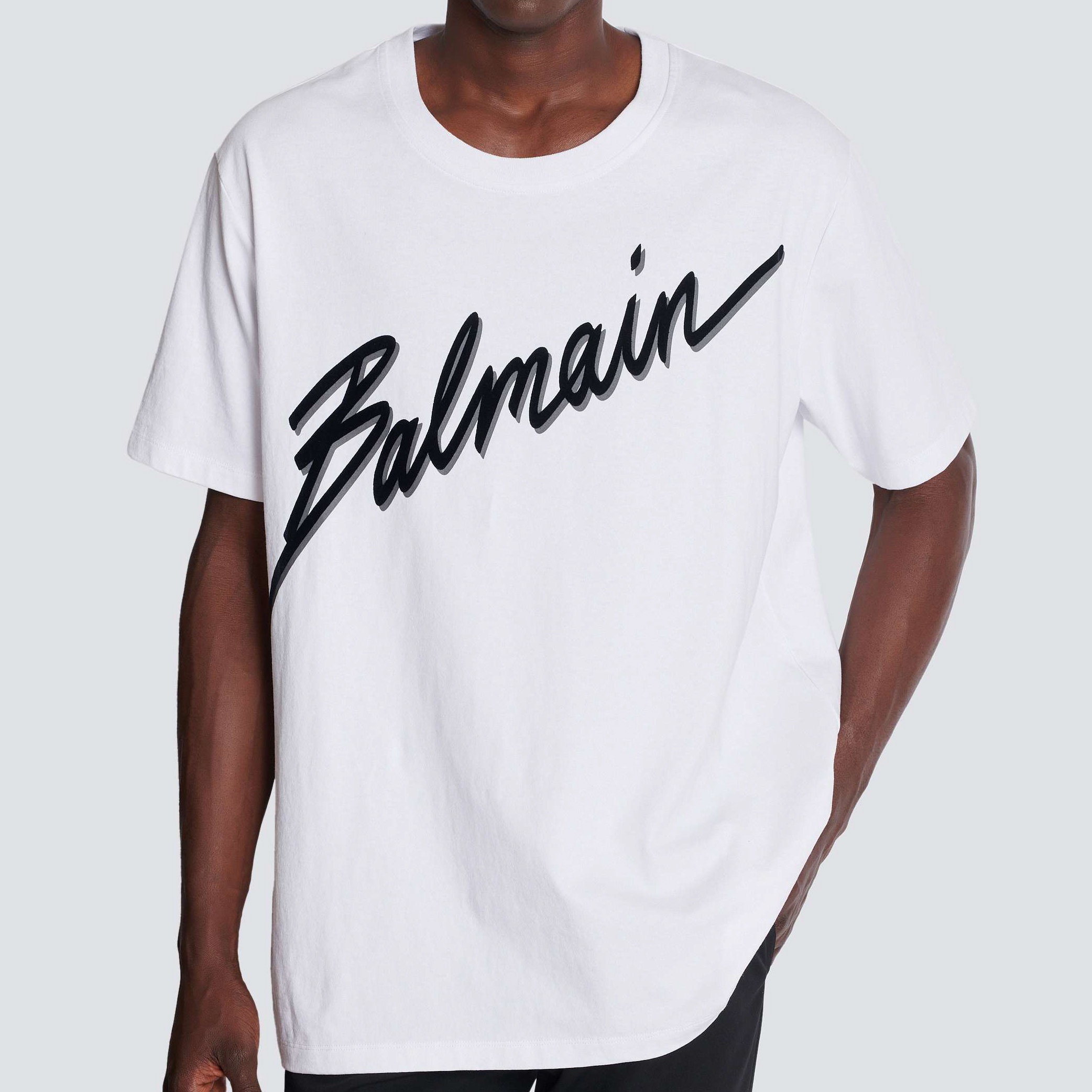 Balmain T-shirt with flocked Balmain Letter logo-04