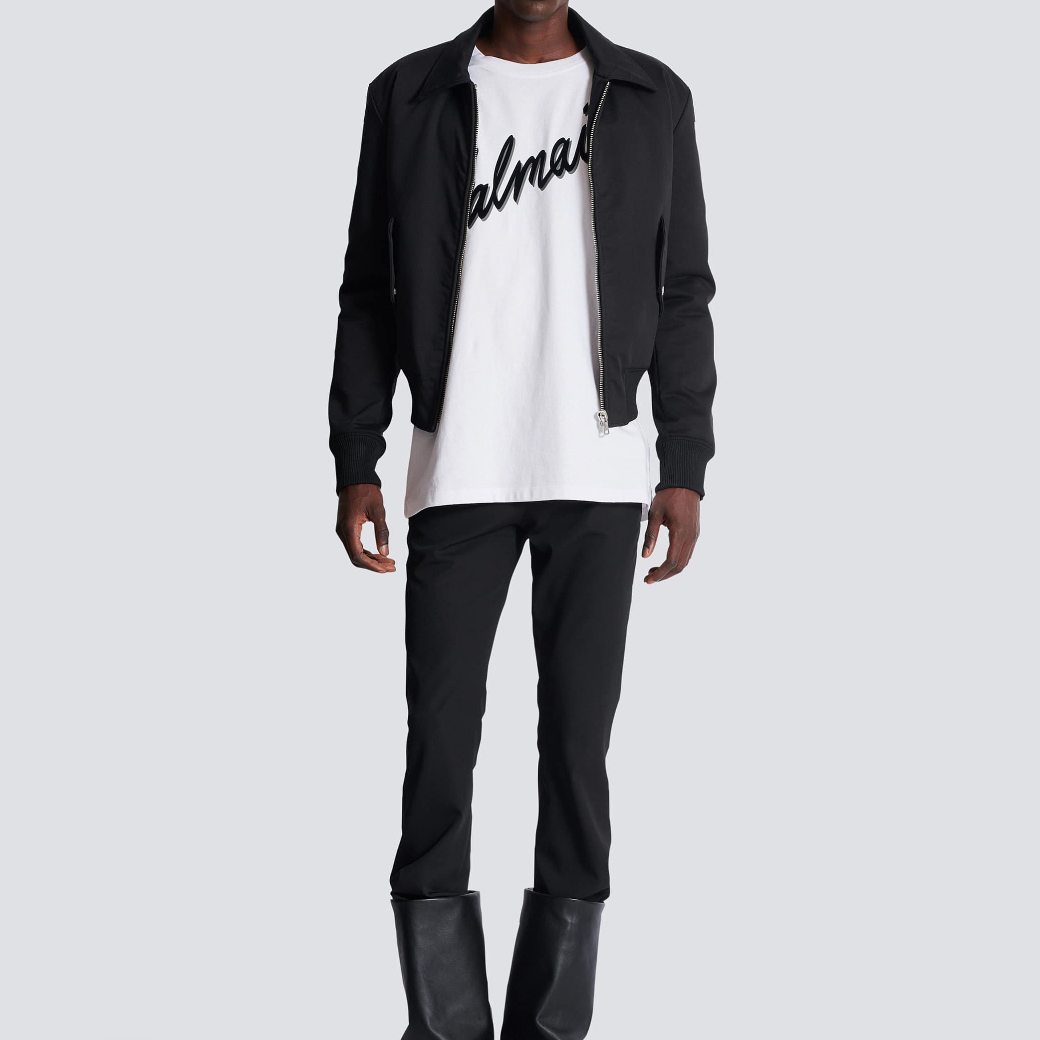 Balmain T-shirt with flocked Balmain Letter logo-07