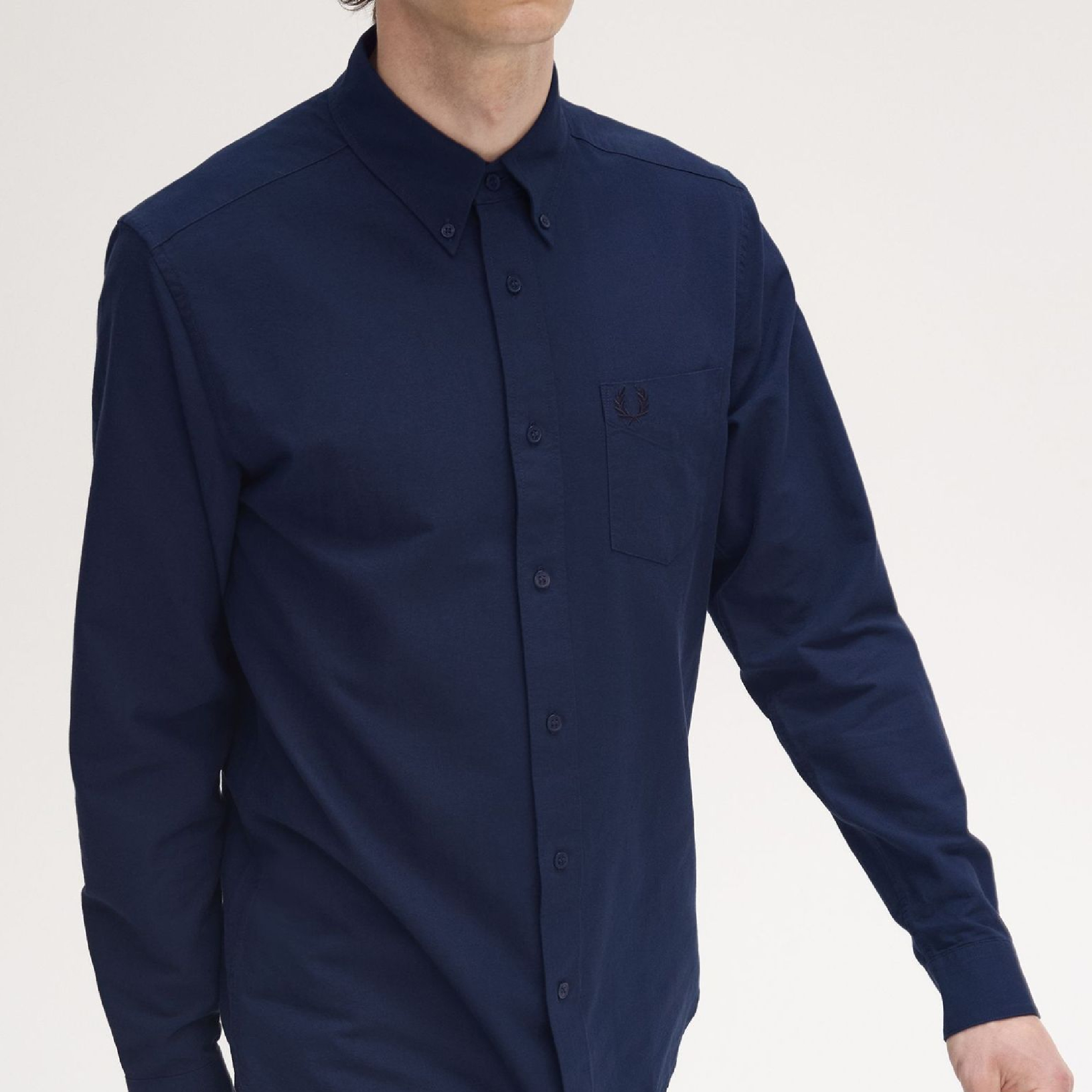 Fred Perry Dark Blue Cotton LS Collar Shirt-04