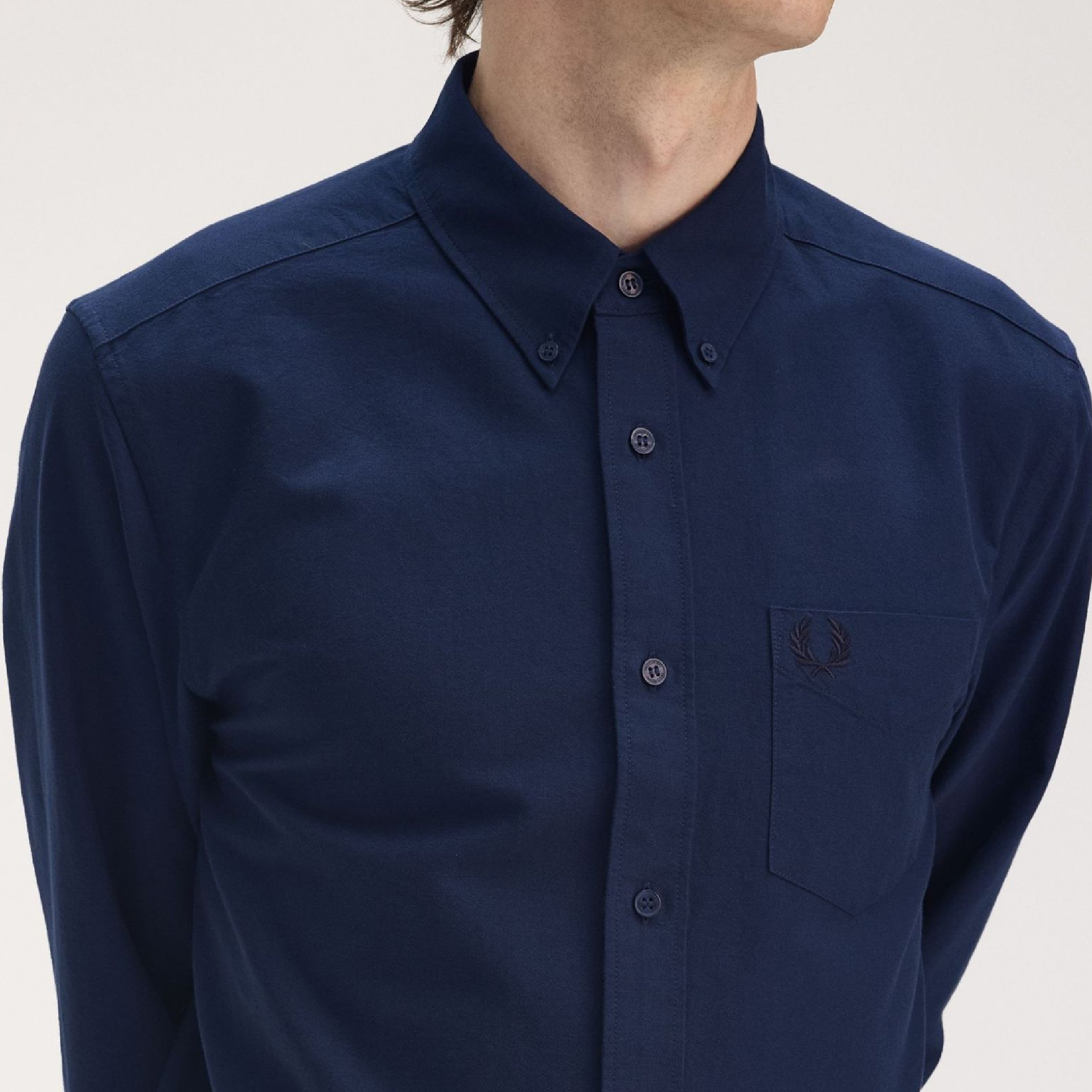 Fred Perry Dark Blue Cotton LS Collar Shirt-02