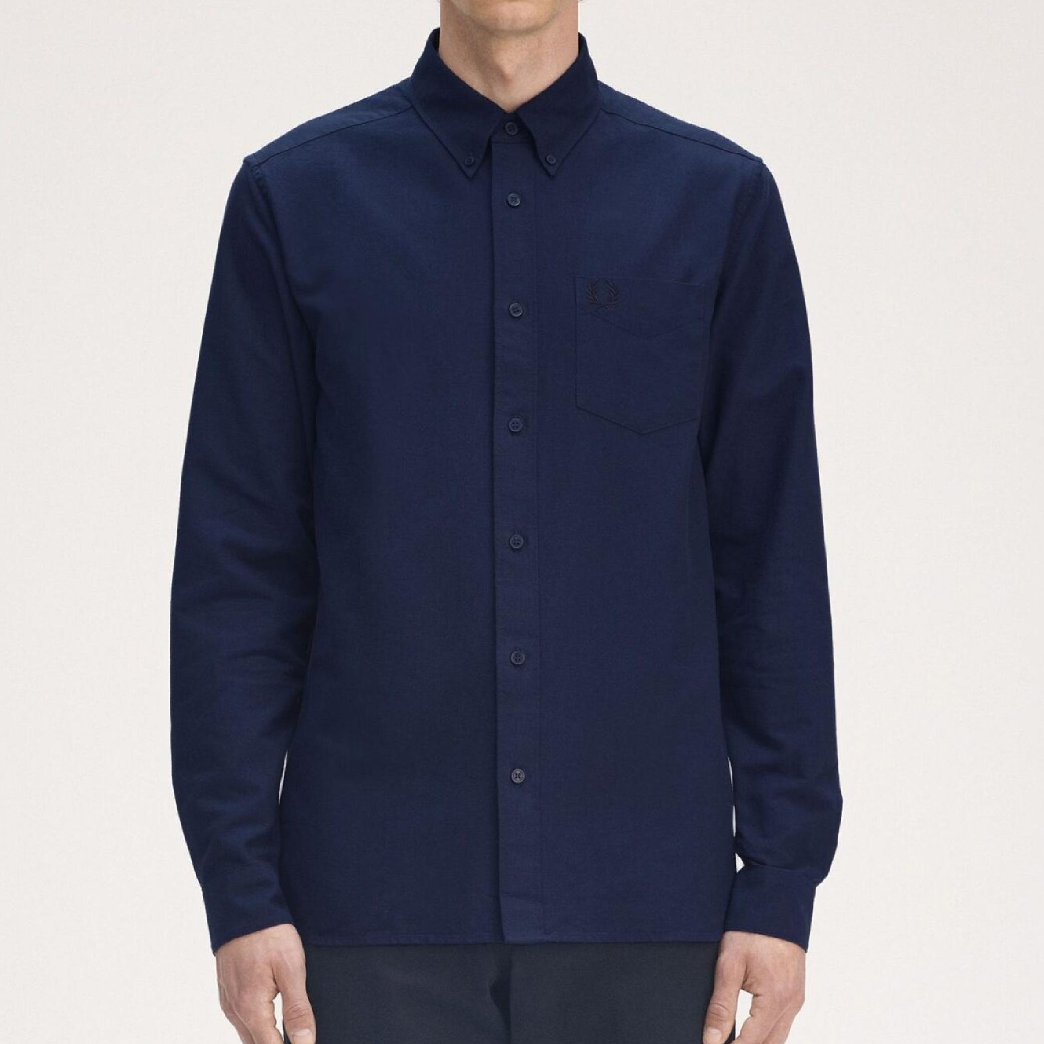 Fred Perry Dark Blue Cotton LS Collar Shirt-03