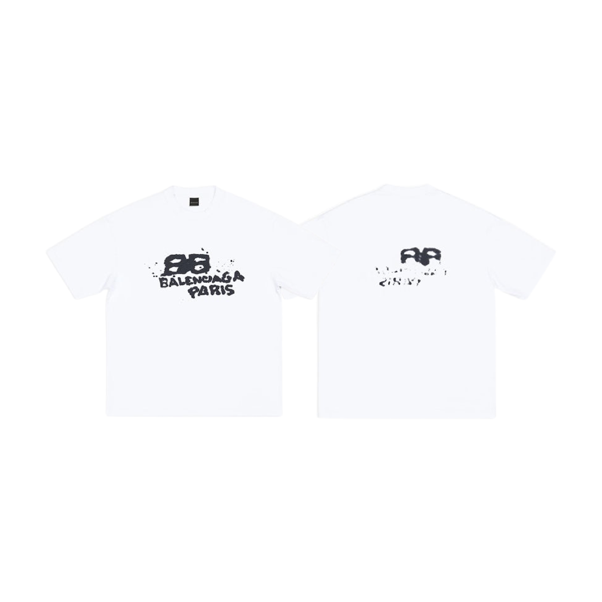 Balenciaga Hand Drawn BB Icon Medium Fit White Tee-01