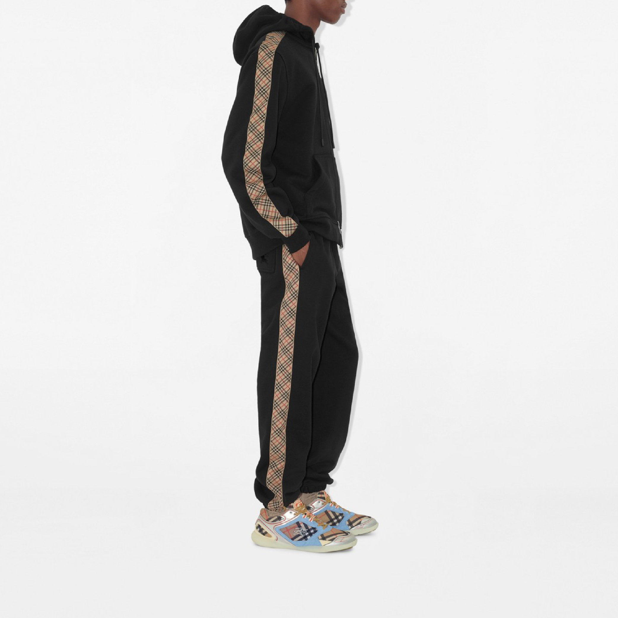 Burberry Check Trim Cotton Jogging Pants-04