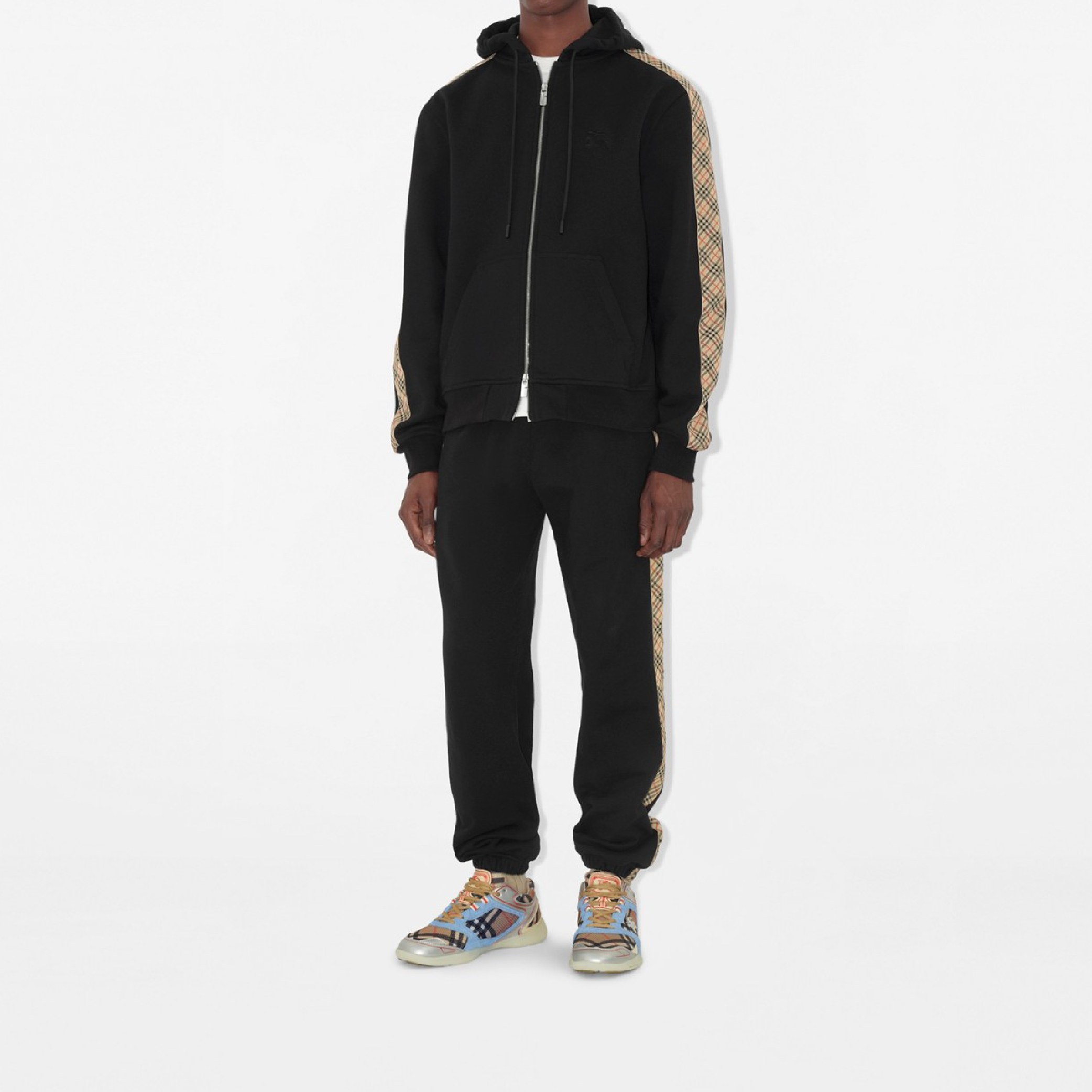 Burberry Check Trim Cotton Jogging Pants-03