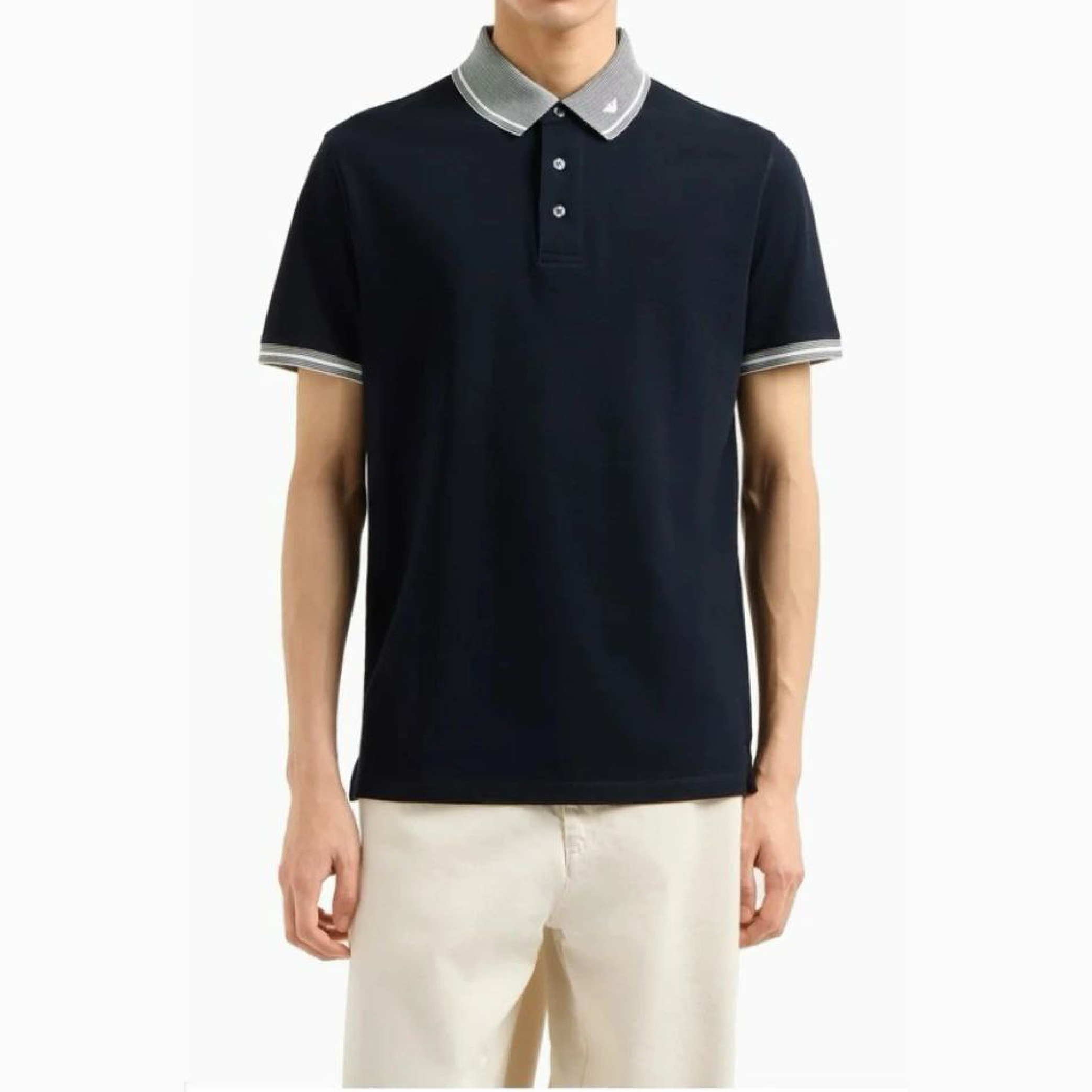 Emporio Armani Contrast Striped Collar & Cuff Polo-09