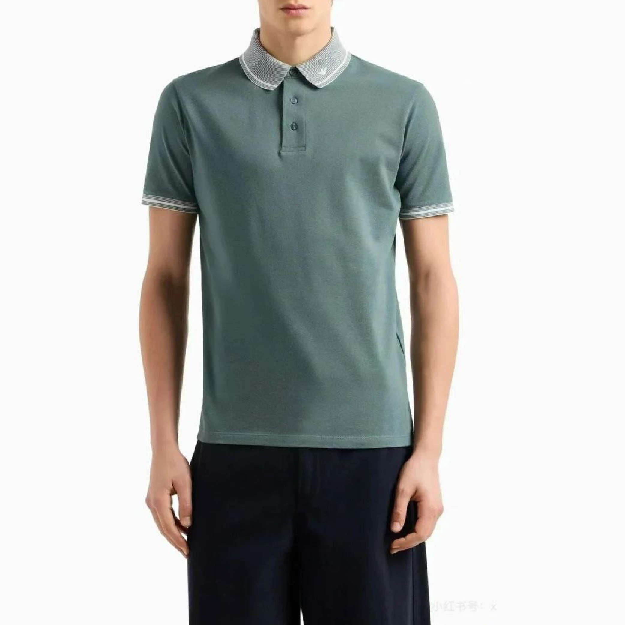 Emporio Armani Contrast Striped Collar & Cuff Polo-08