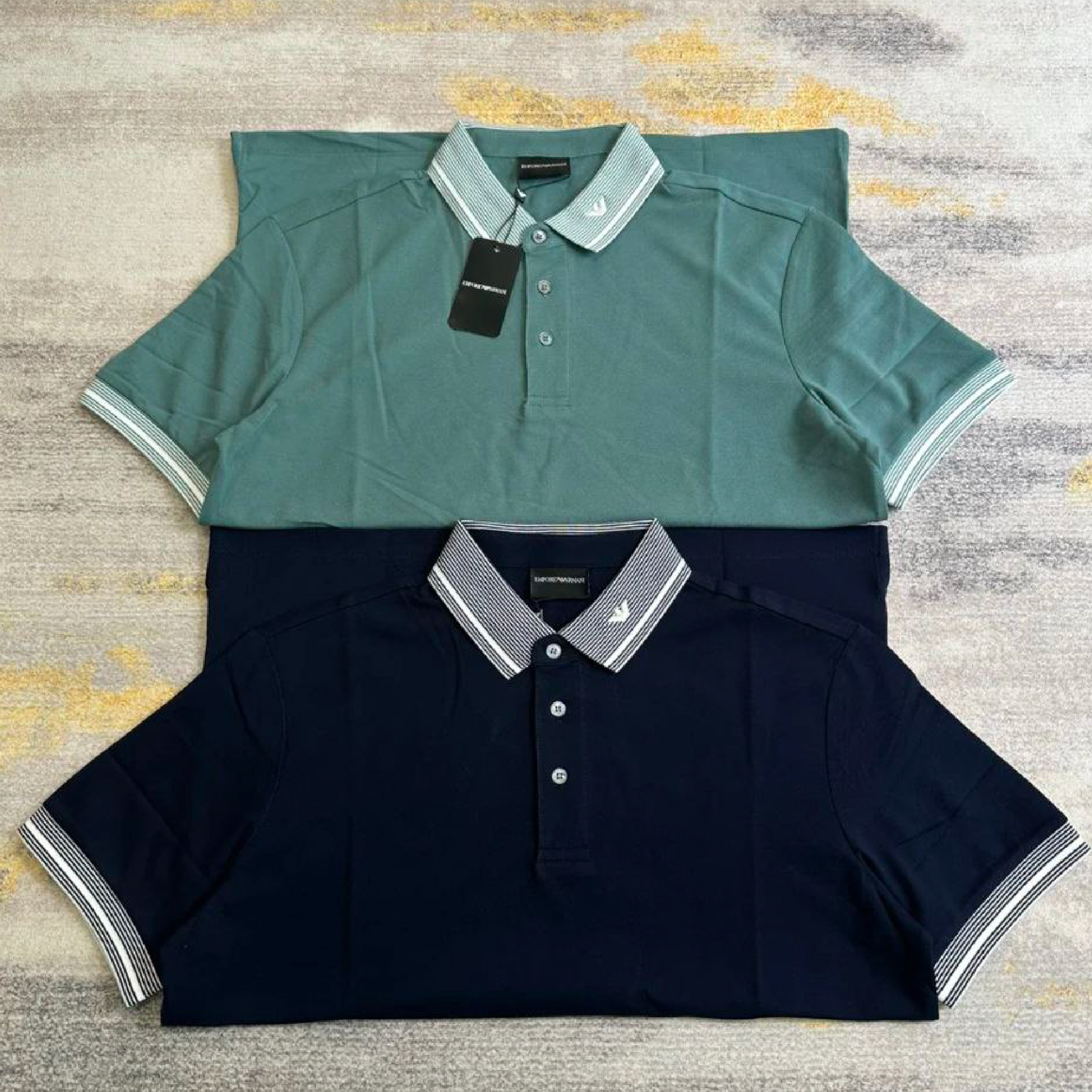 Emporio Armani Contrast Striped Collar & Cuff Polo-06