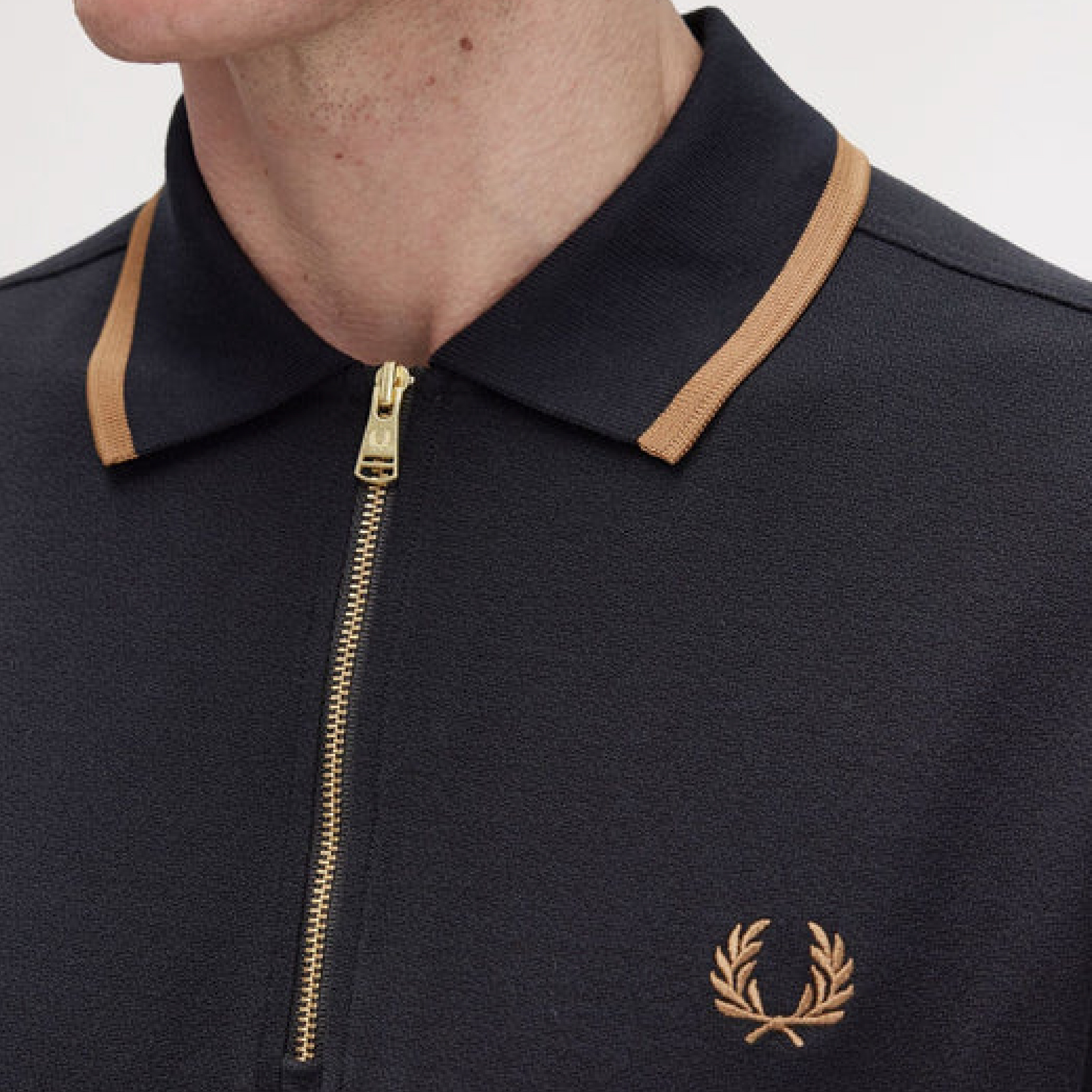 Fred Perry Half-Zip Collar Polo Shirt in Black-04