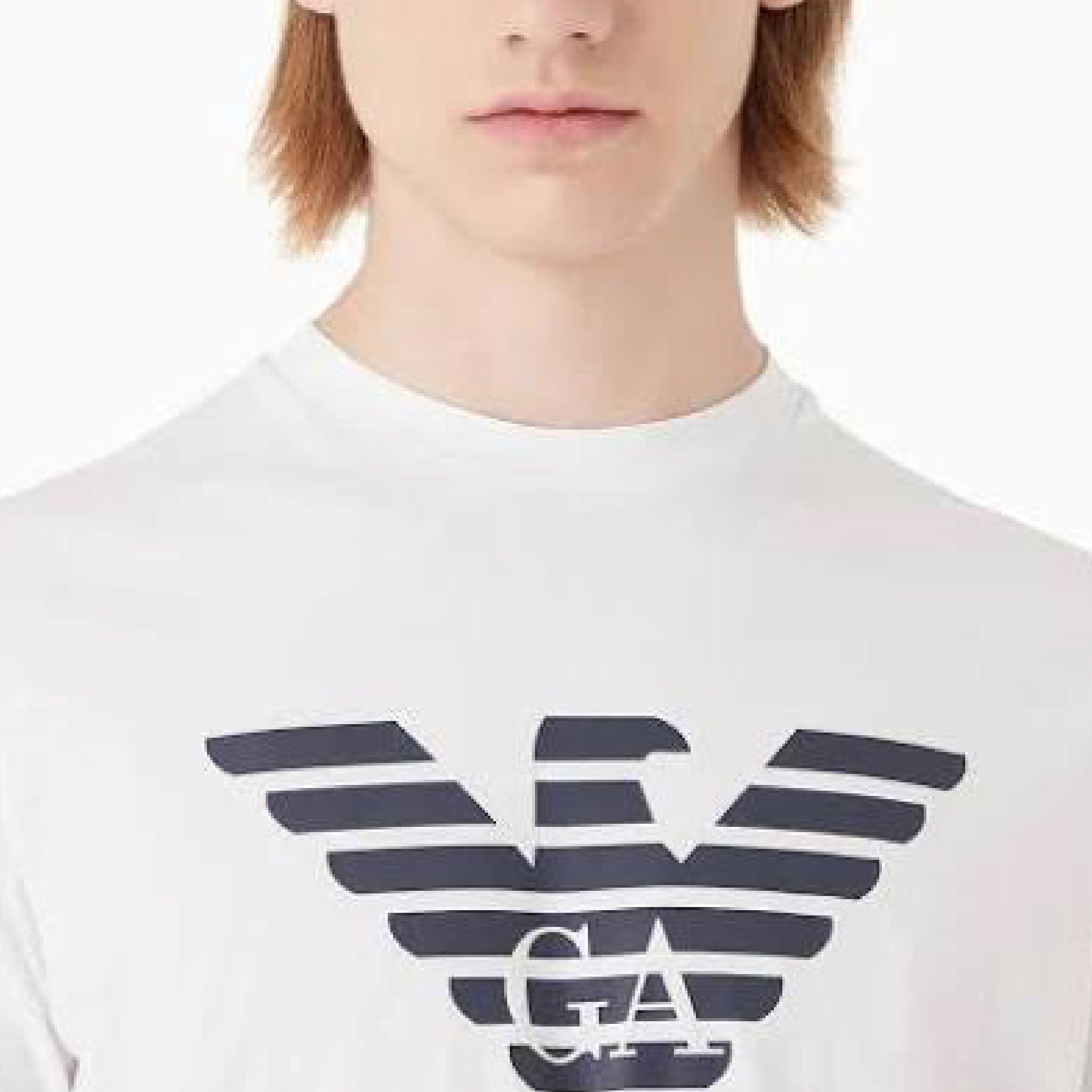 Emporio Armani Big Eagle Camo Logo White Tee-02