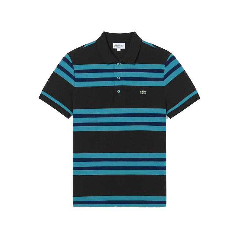 Lacoste Horizontal Striped Blue Polo Shirt