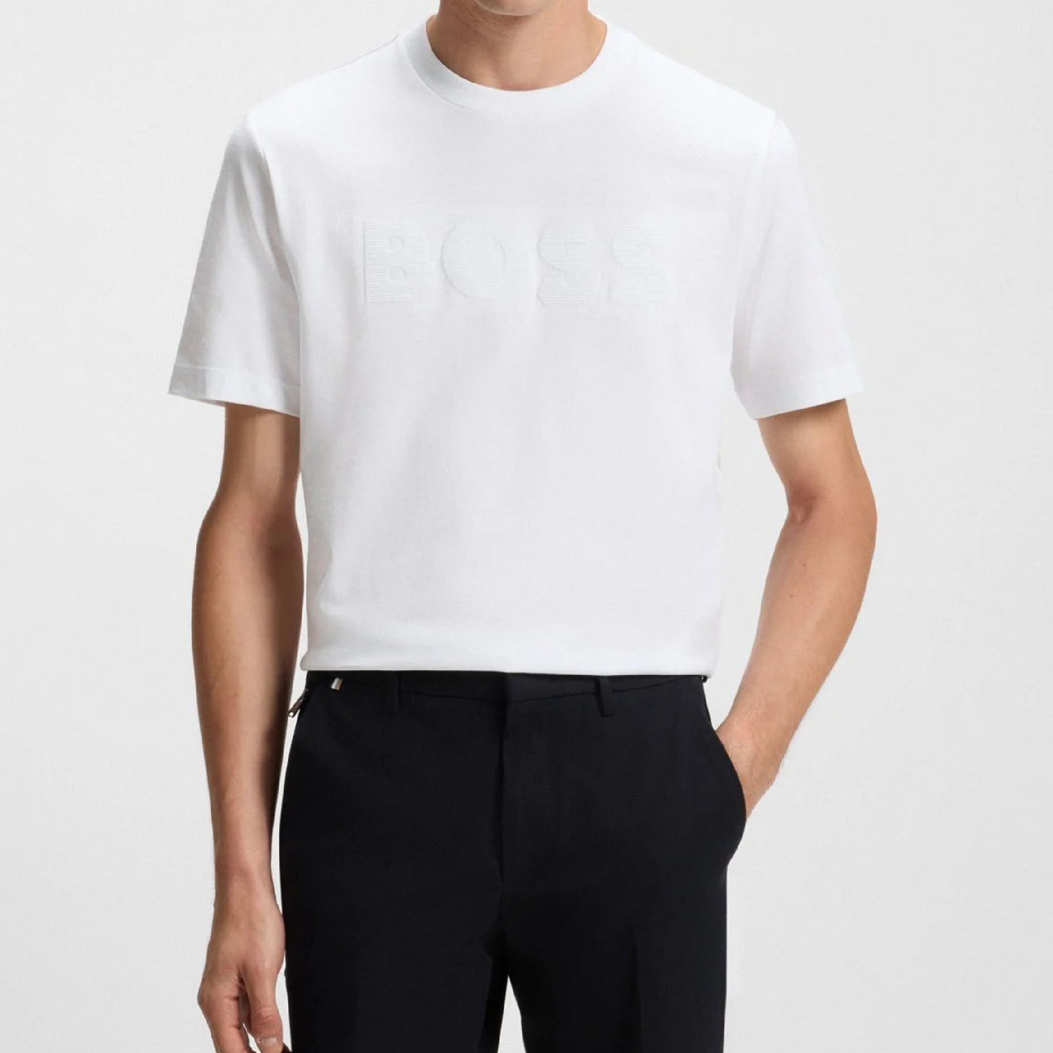 Hugo Boss Horizontal Striped Wording Logo Tee-06