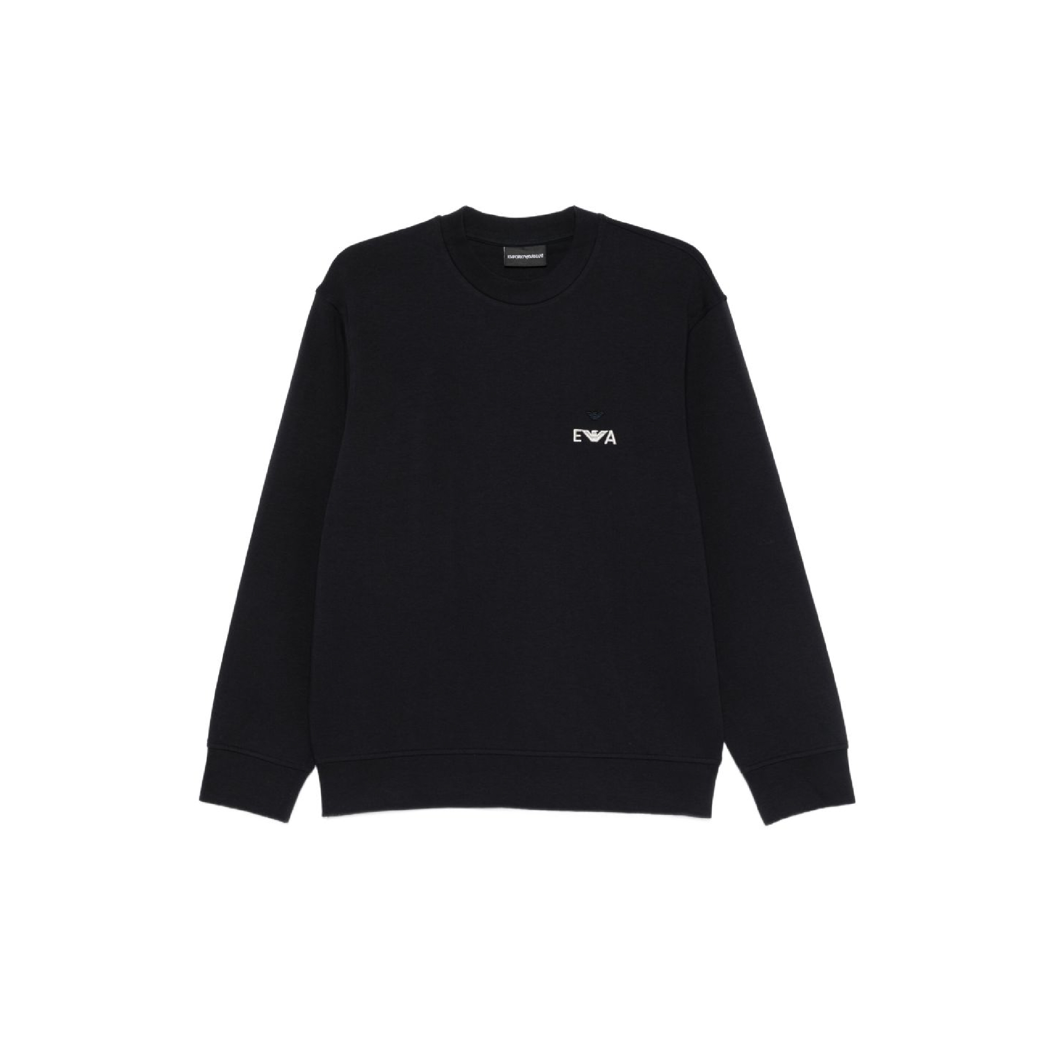 Emporio Armani Embroidered Small Wording Eagle Logo Crewneck Sweatshirt in Black-01
