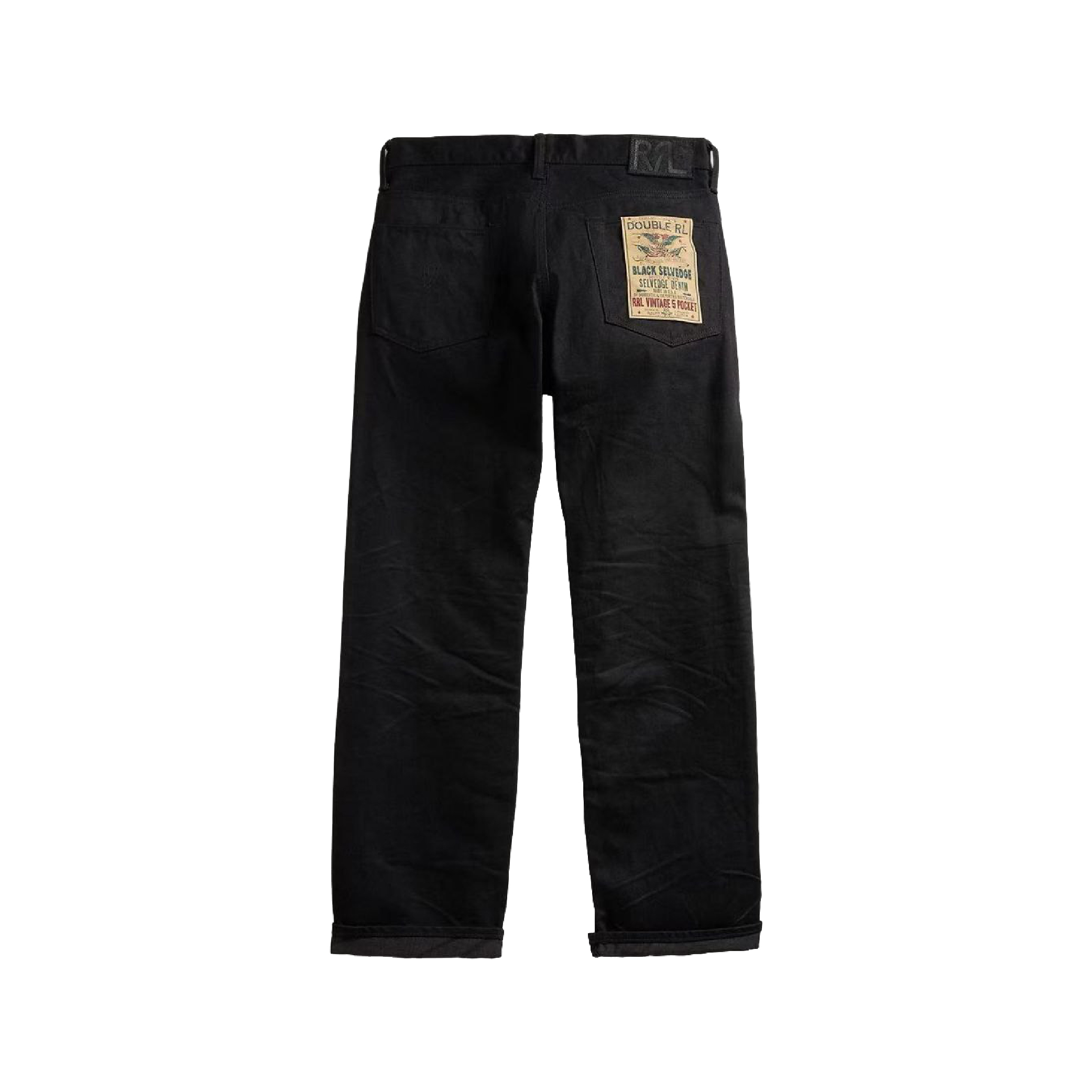 RRL Ralph Lauren Wide-Fit Black Selvedge Denim Jeans-03