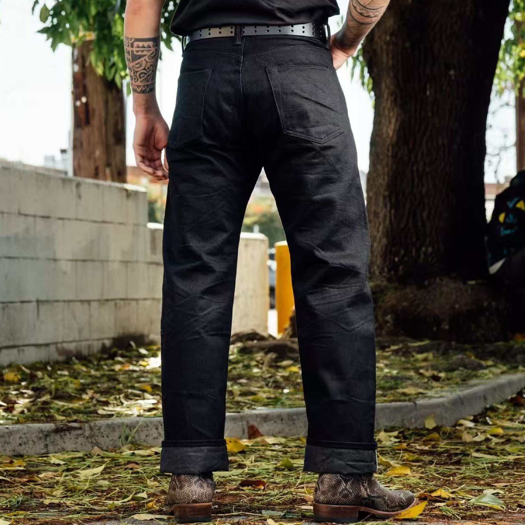 RRL Ralph Lauren Wide-Fit Black Selvedge Denim Jeans-09