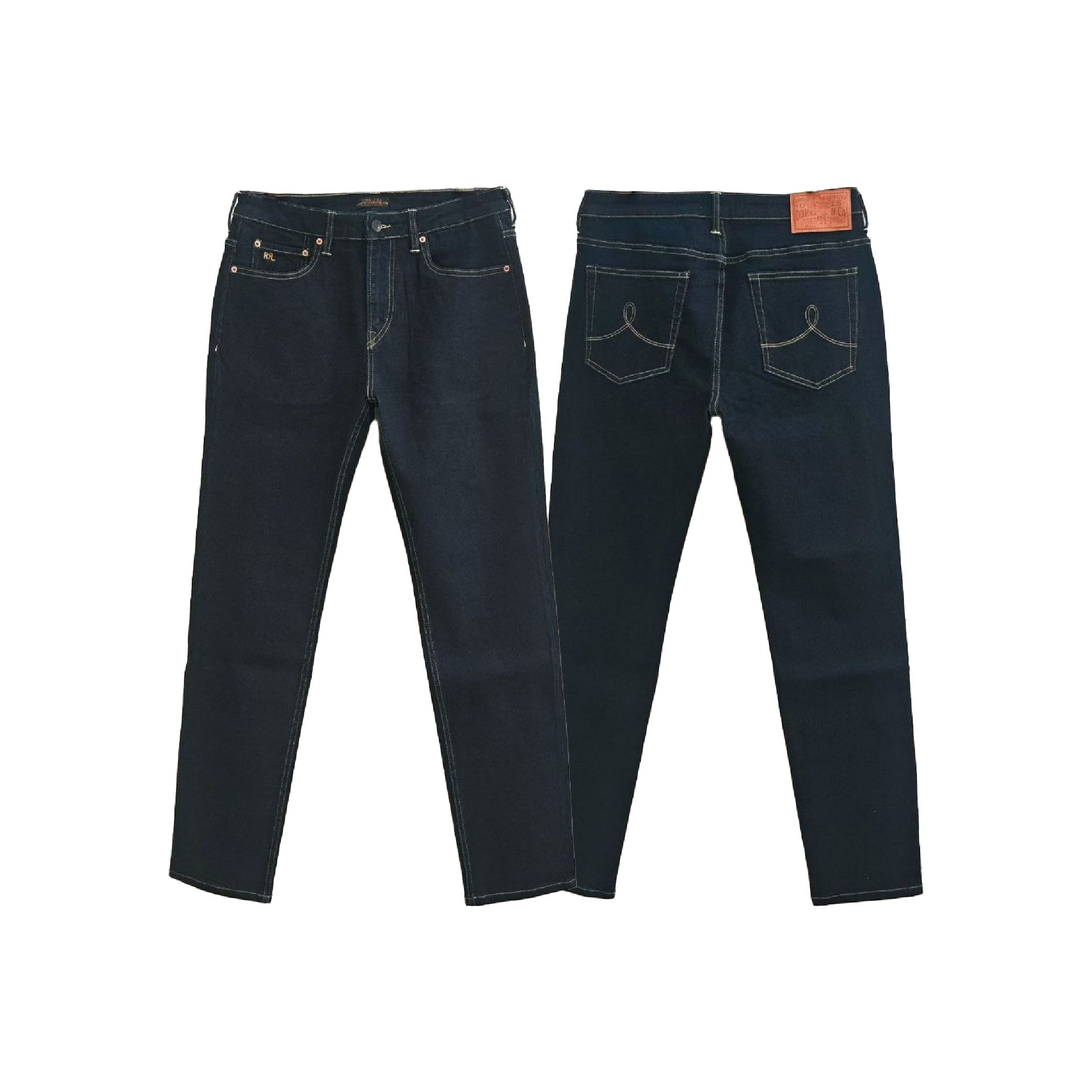 RRL Ralph Lauren Dark Indigo Embroidered Logo Denim Jeans (Limited Production)-01