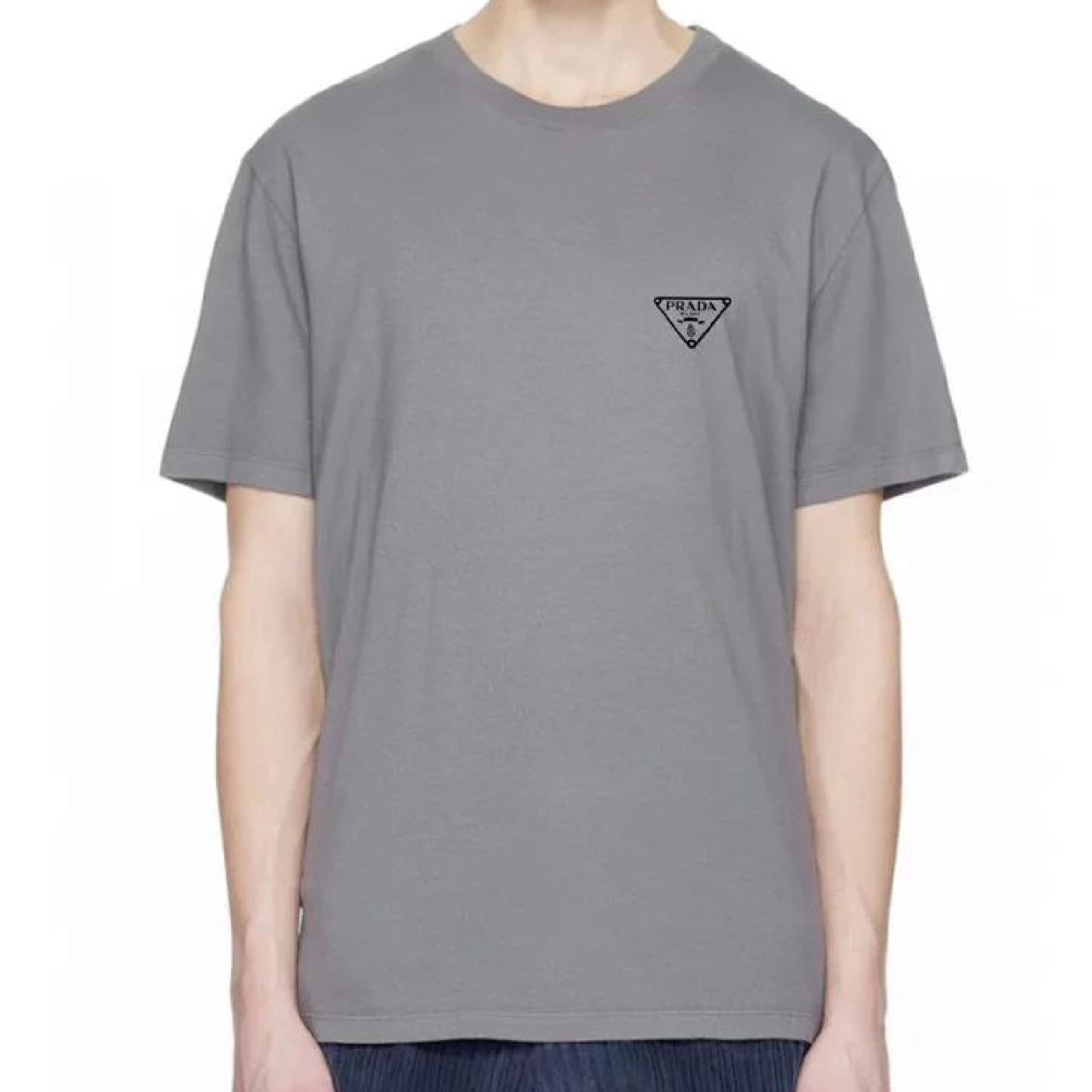 Prada Triangle Logo Print Crewneck Tee-06