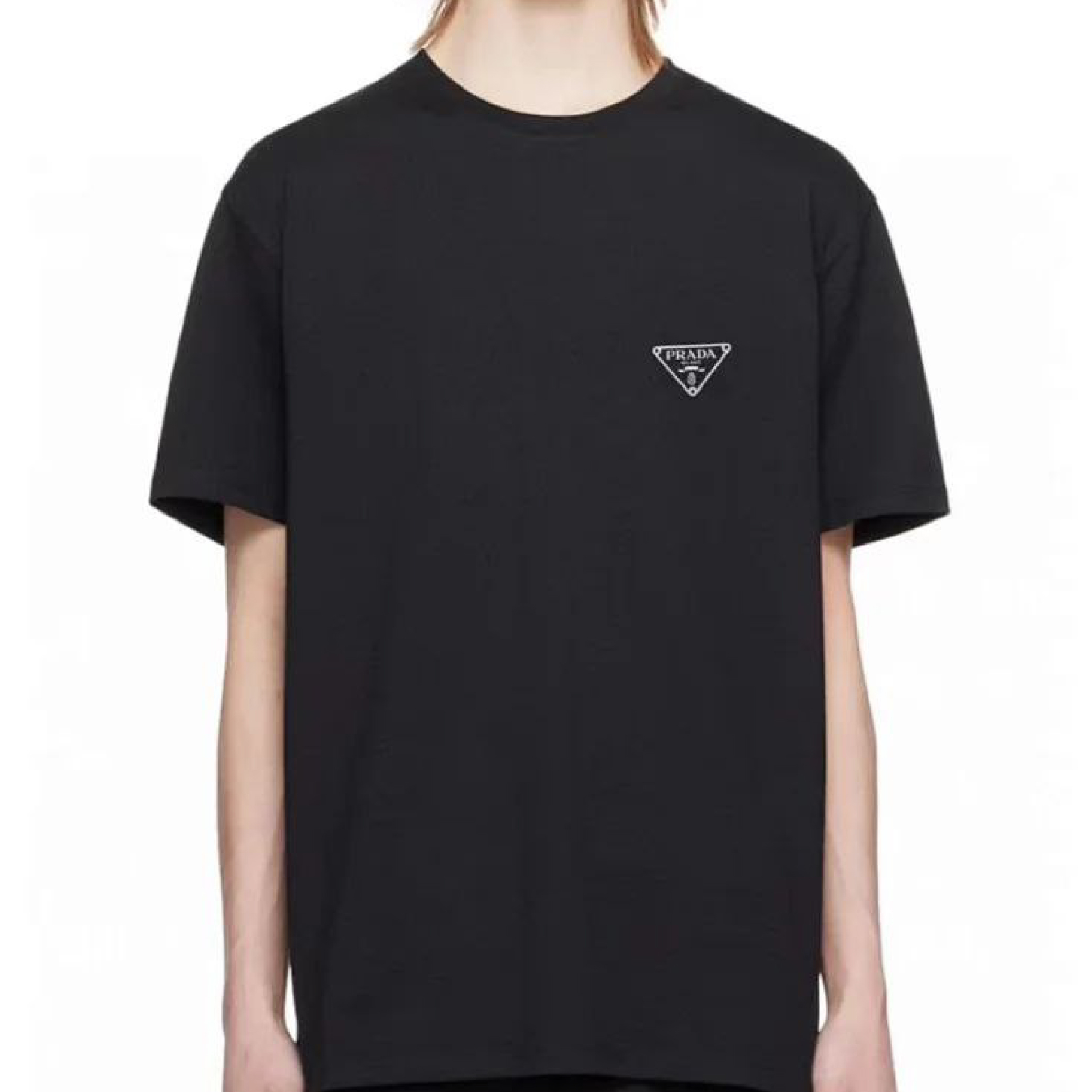 Prada Triangle Logo Print Crewneck Tee-05