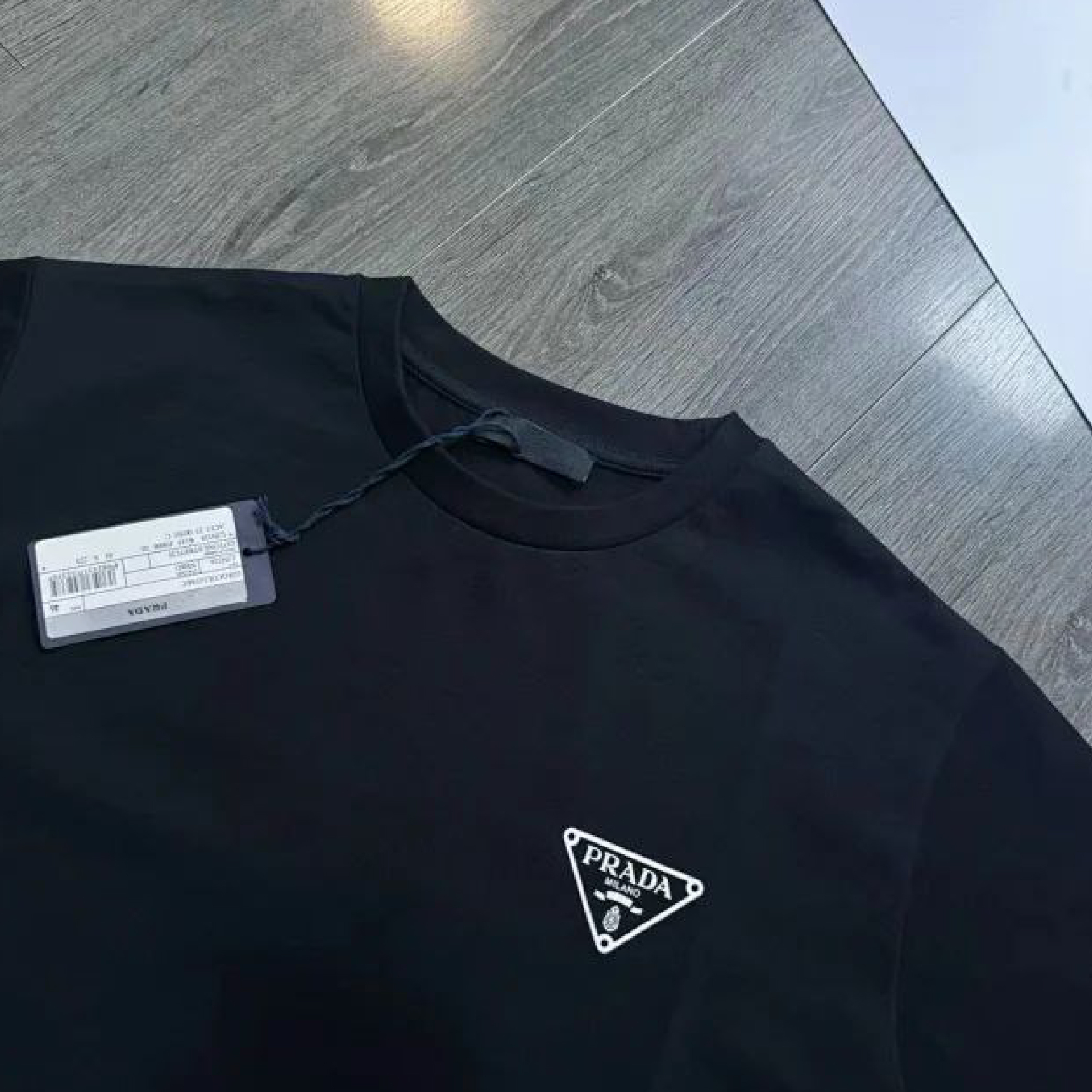 Prada Triangle Logo Print Crewneck Tee-04