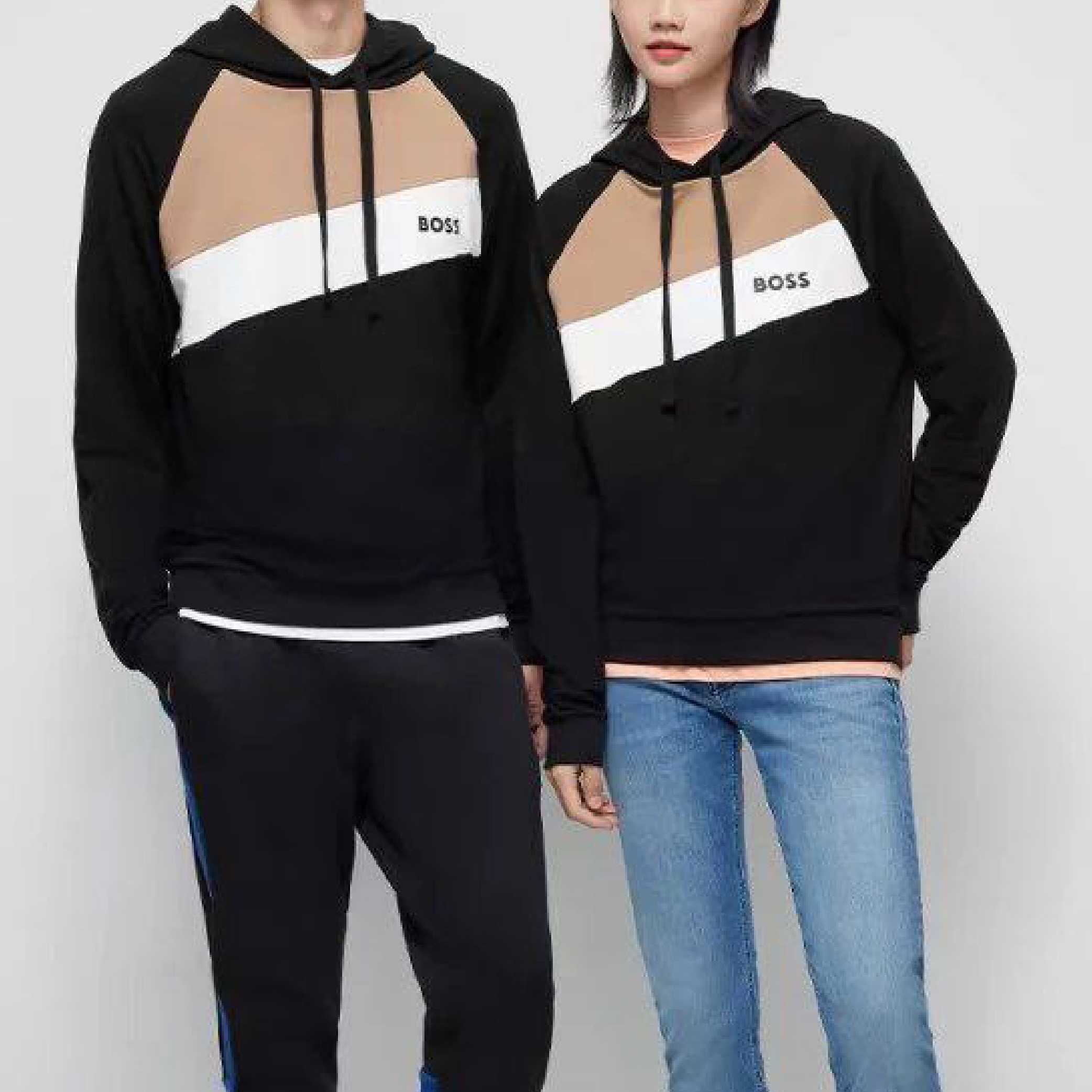 Hugo Boss Triple Colour Diagonal Striped Black Hoodie-03