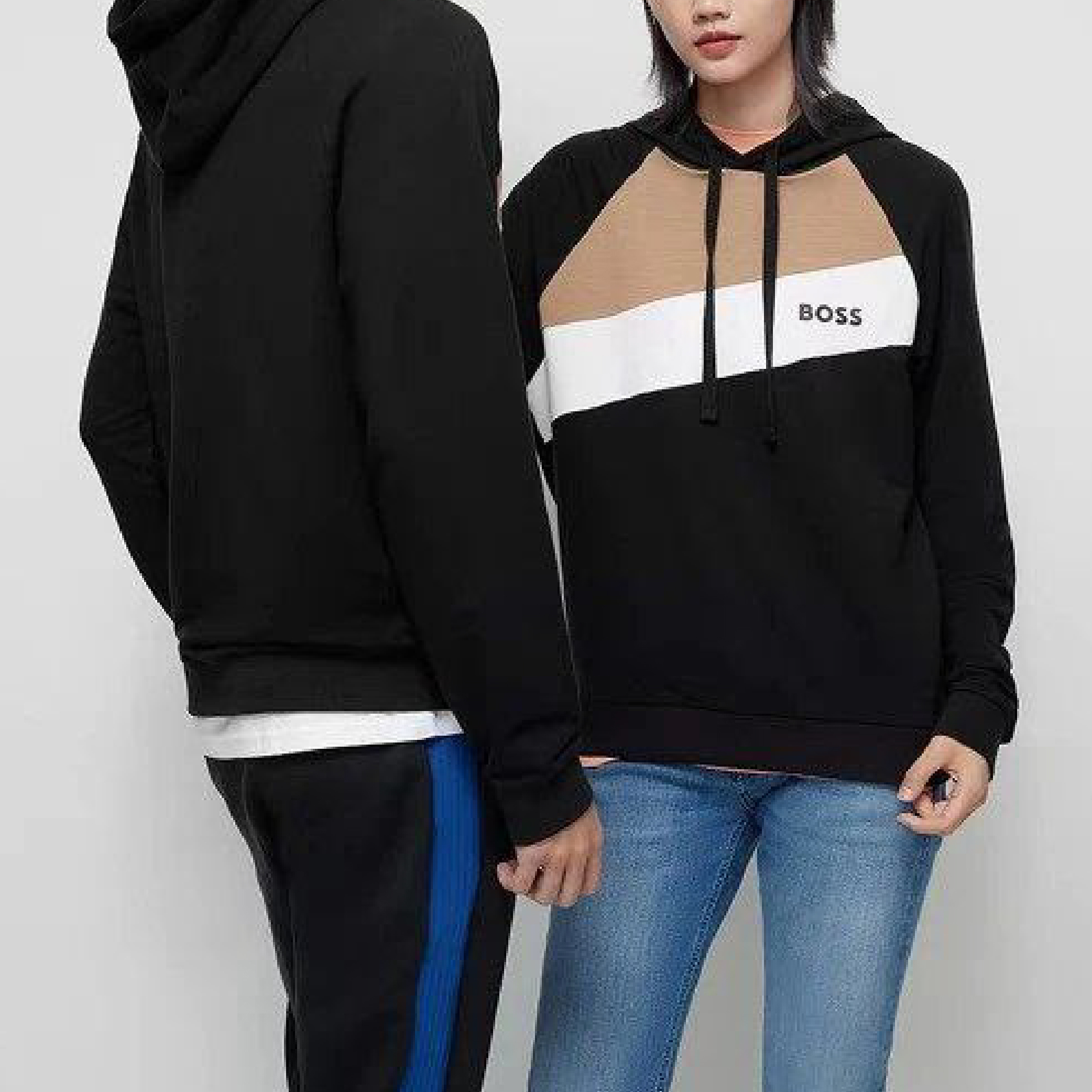 Hugo Boss Triple Colour Diagonal Striped Black Hoodie-04