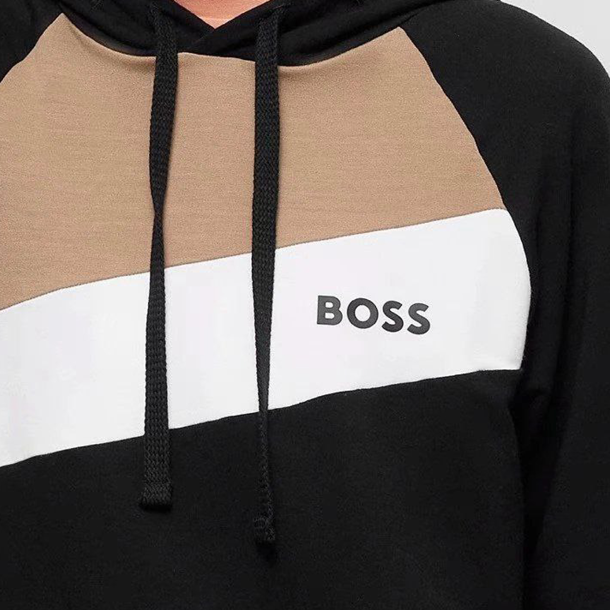 Hugo Boss Triple Colour Diagonal Striped Black Hoodie-02