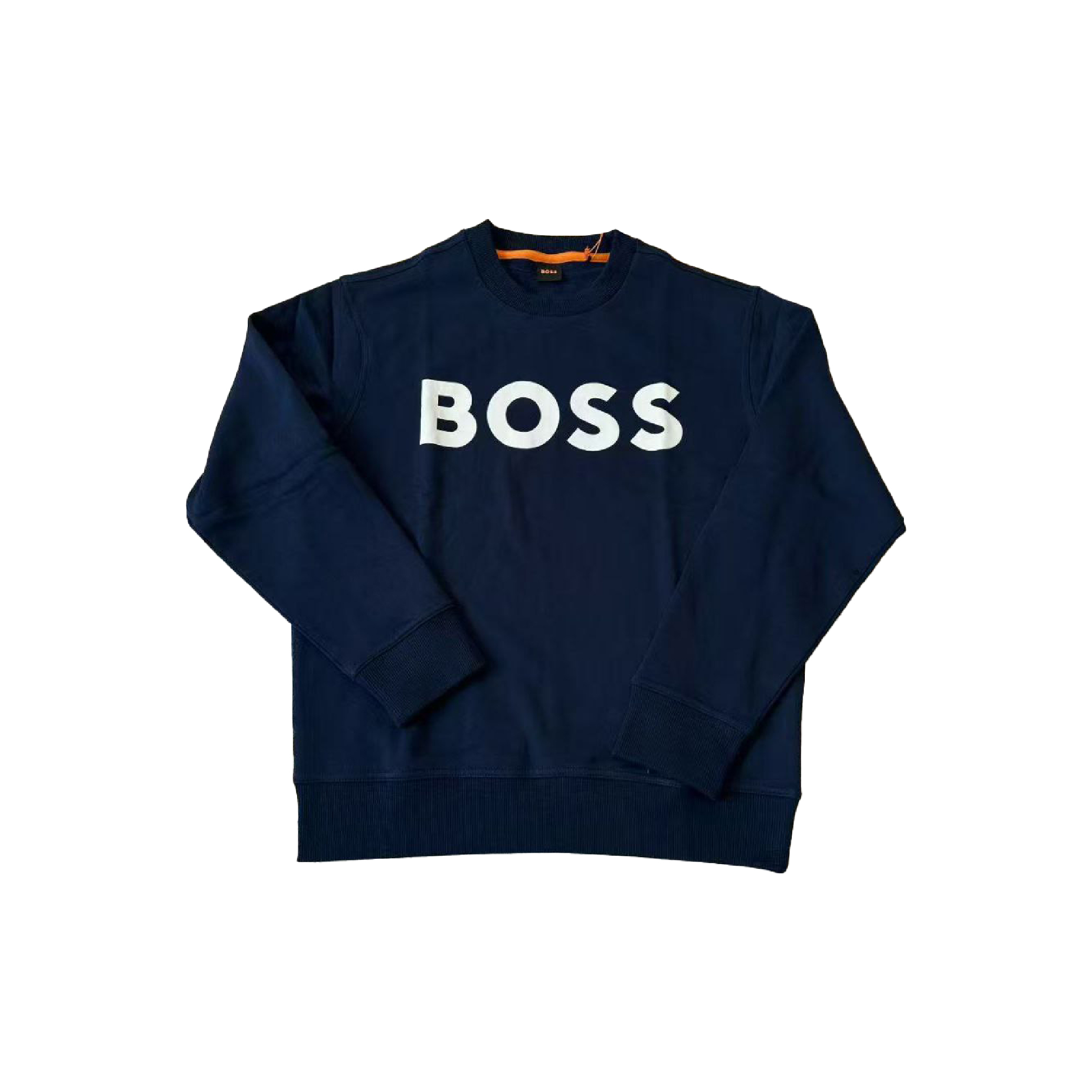 Hugo Boss Big Wording Logo Crewneck Sweatshirt in Navy Blue-01