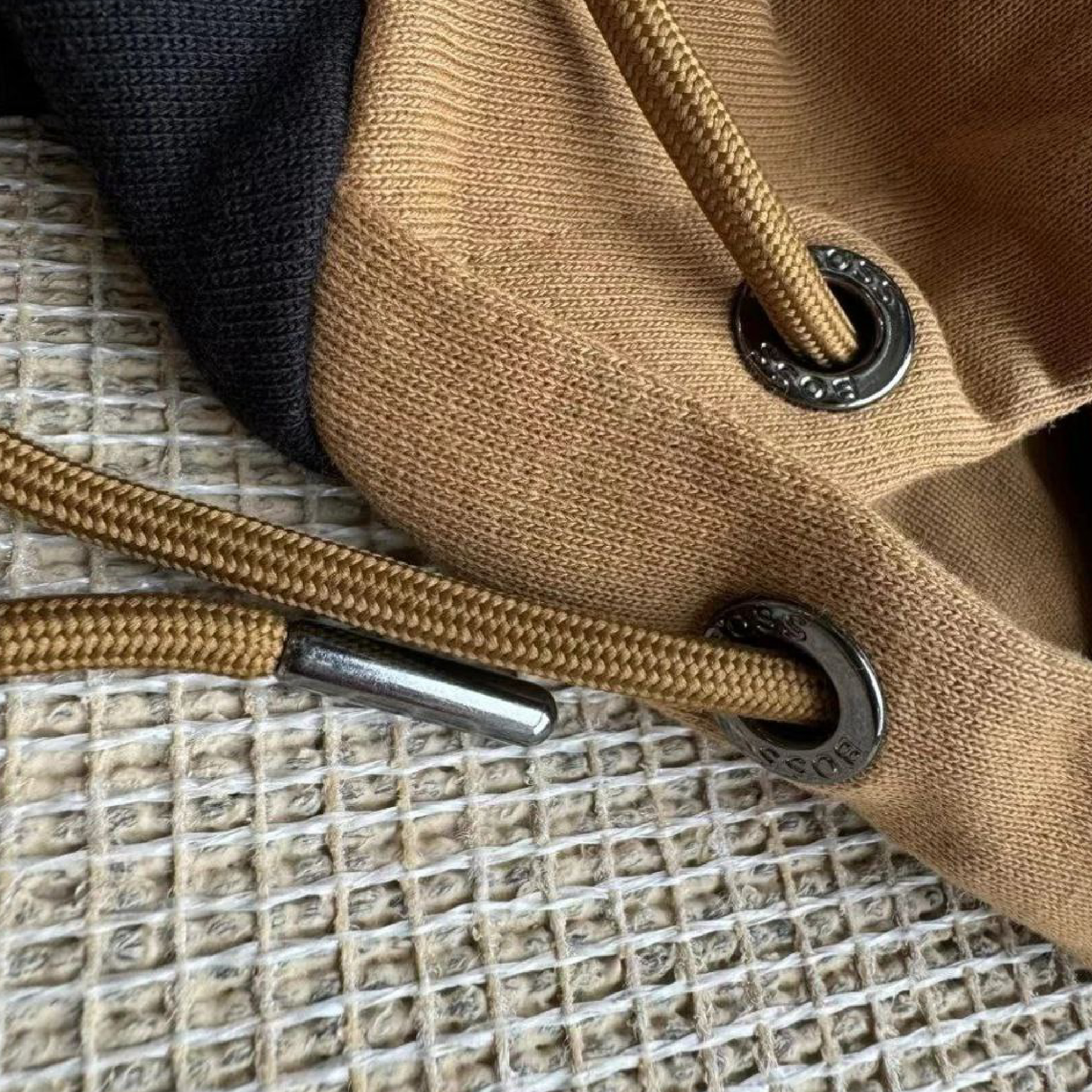 Hugo Boss Contrast Hood Striped Sleeve Black Hoodie-07