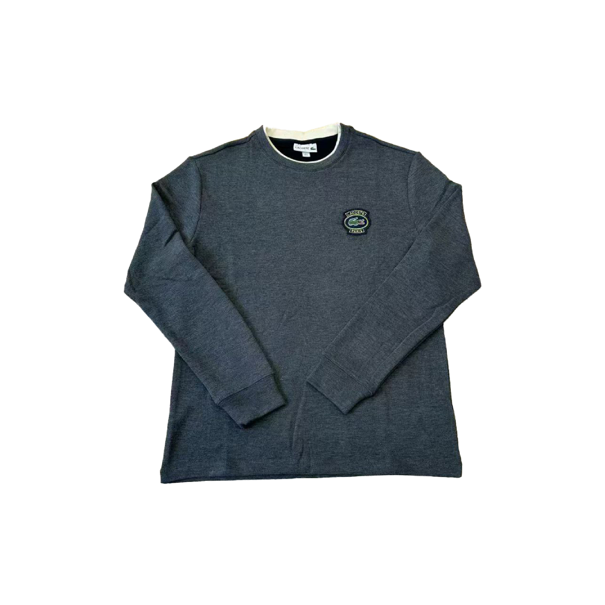 Lacoste x Beams Embroidered Logo Grey Long Sleeve Tee (Special Edition)-01