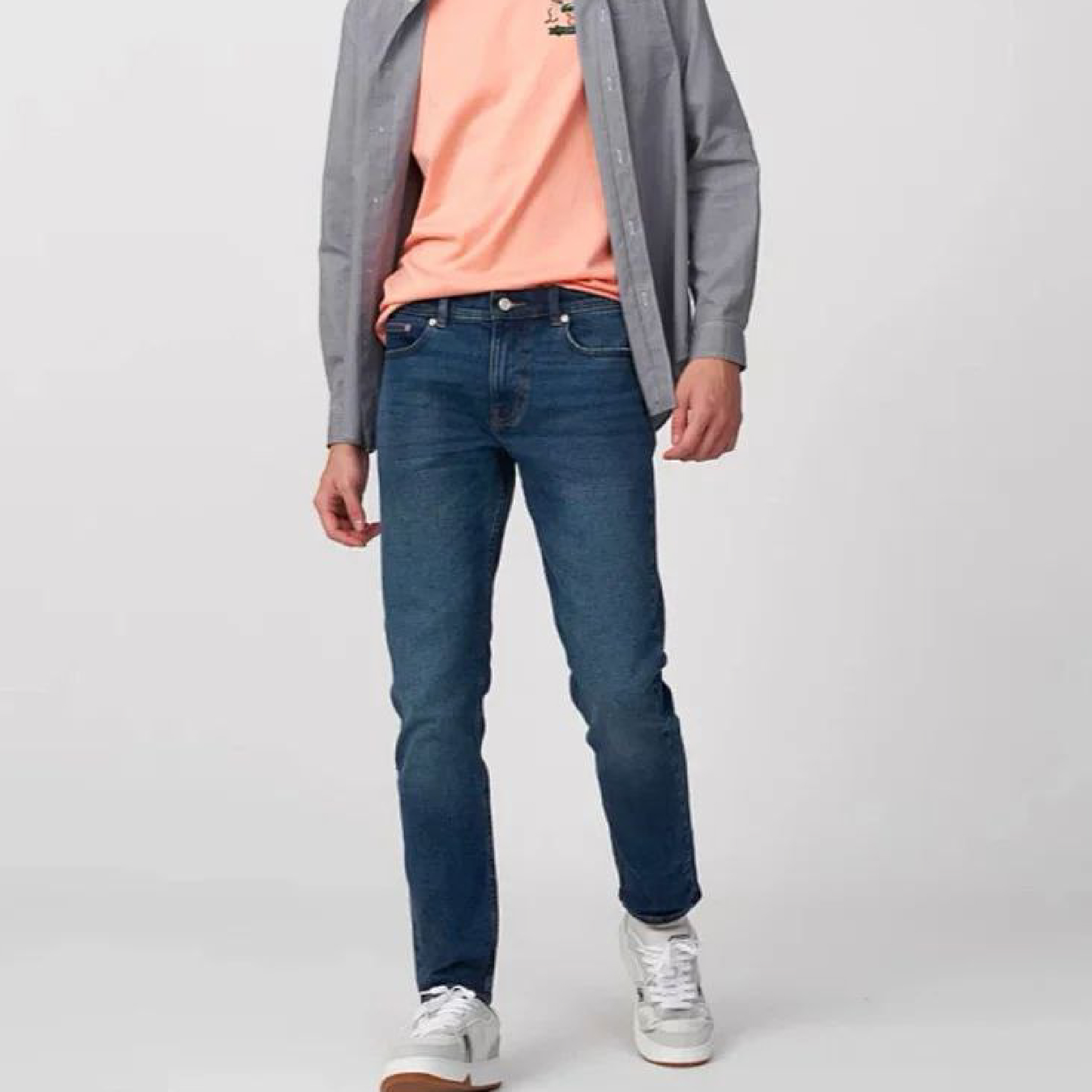 Lacoste croc logo dark blue washed denim jeans-08