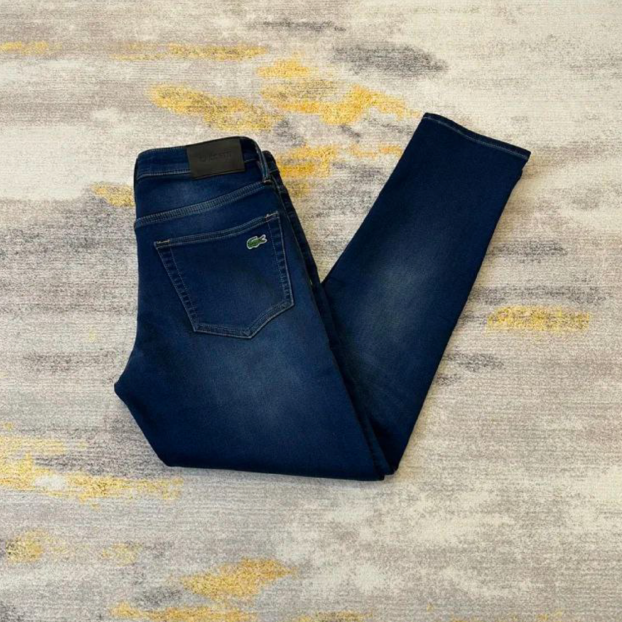 Lacoste croc logo dark blue washed denim jeans-04