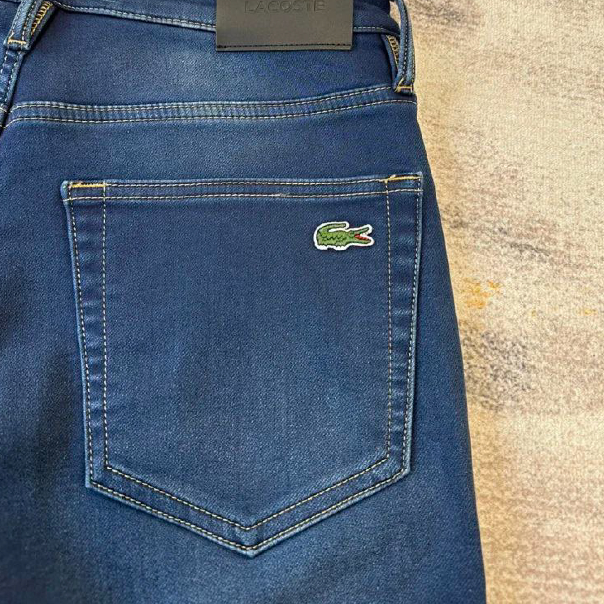 Lacoste croc logo dark blue washed denim jeans-06