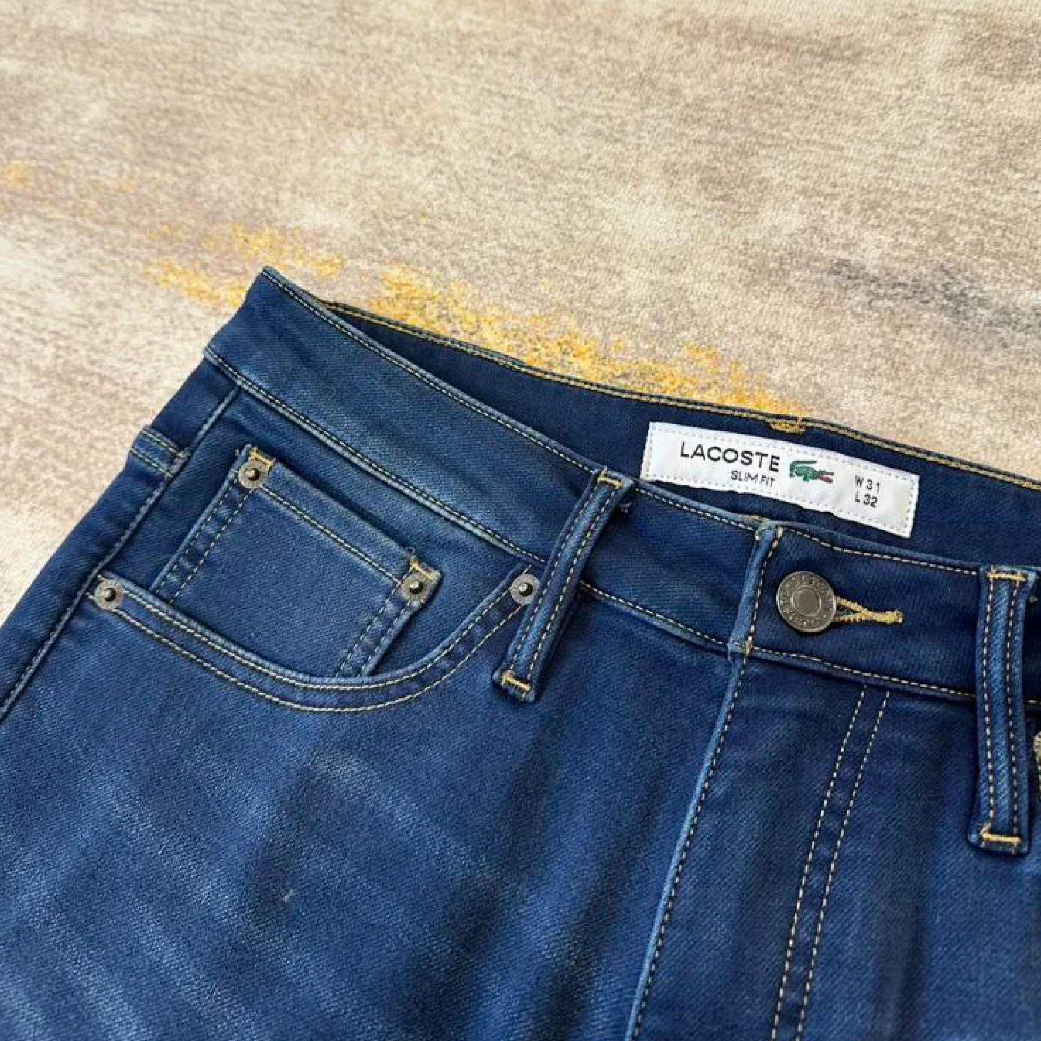 Lacoste croc logo dark blue washed denim jeans-05