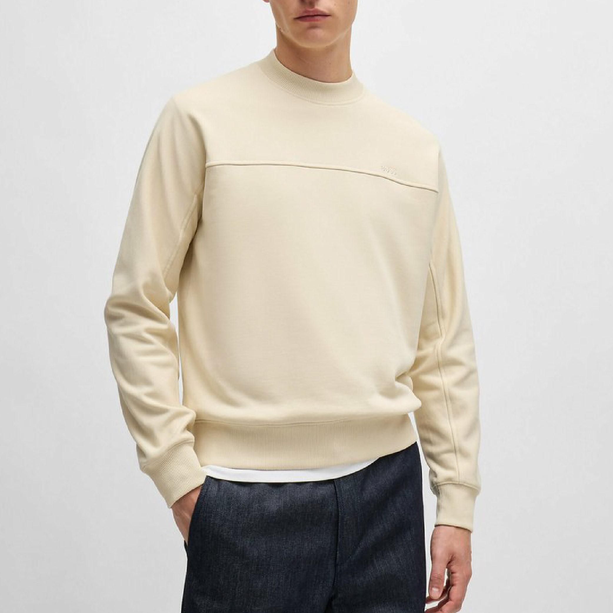 Hugo Boss Relaxed-Fit Sweatshirt with Logo Detail - Cream-03