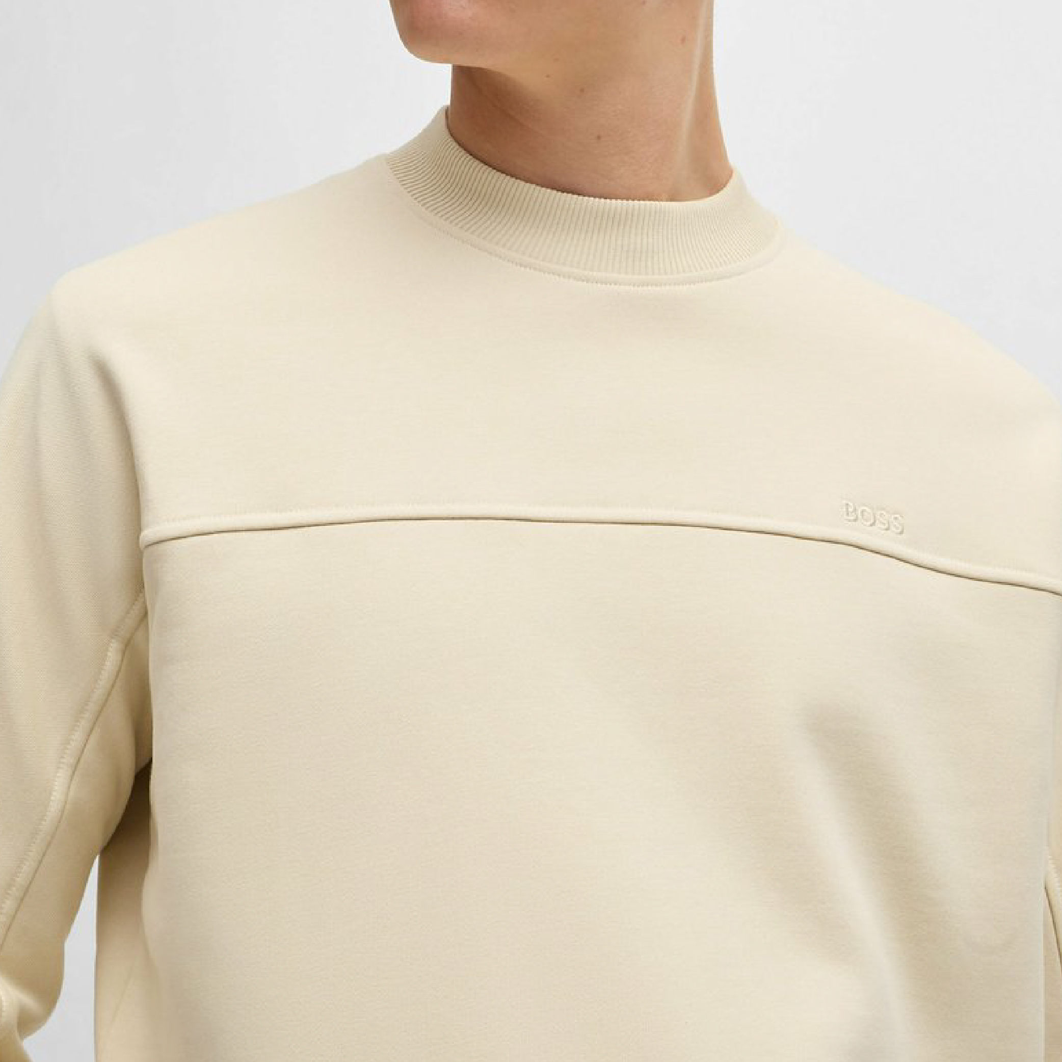Hugo Boss Relaxed-Fit Sweatshirt with Logo Detail - Cream-02