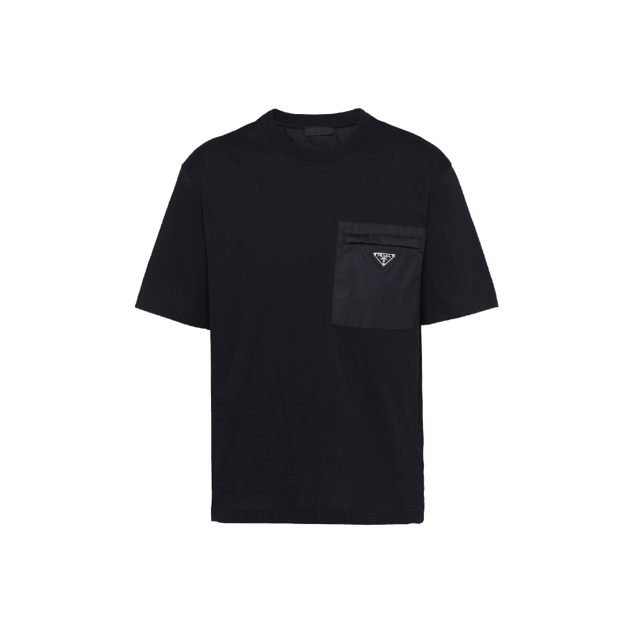 Prada Triangle Metal Logo Pocket Black Tee-01